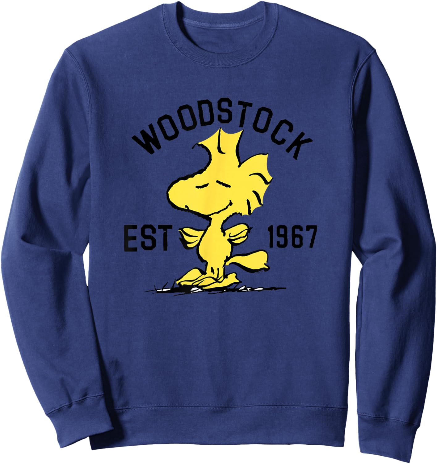 Peanuts Woodstock Graphic , Yellow, , Short Sleeve, Cotton 100%, Small Sweatshirt - Sweatshirt | Navy