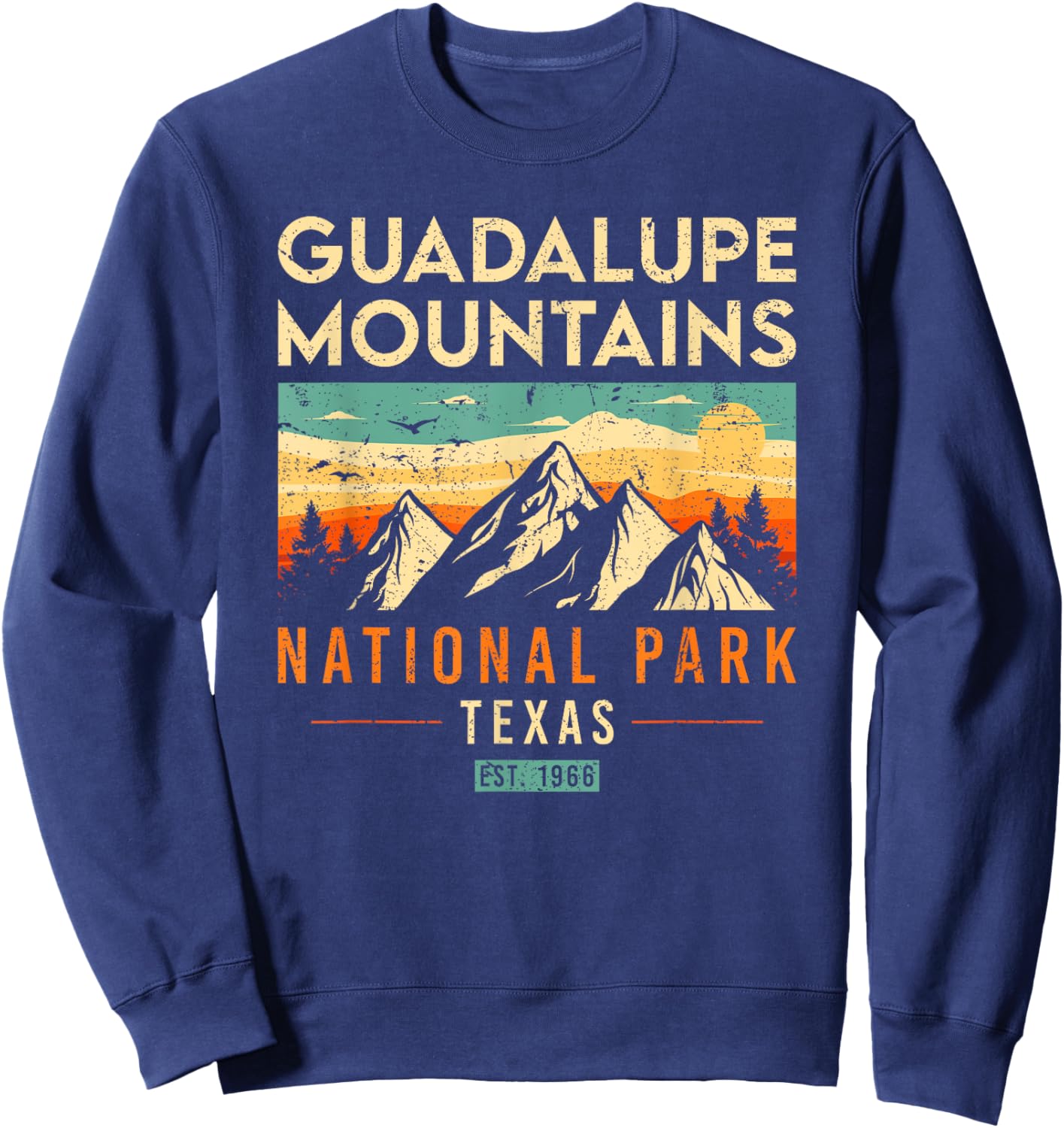 Guadalupe Mountains Est 1966 Texas Retro National Park Sweatshirt - Sweatshirt | Navy
