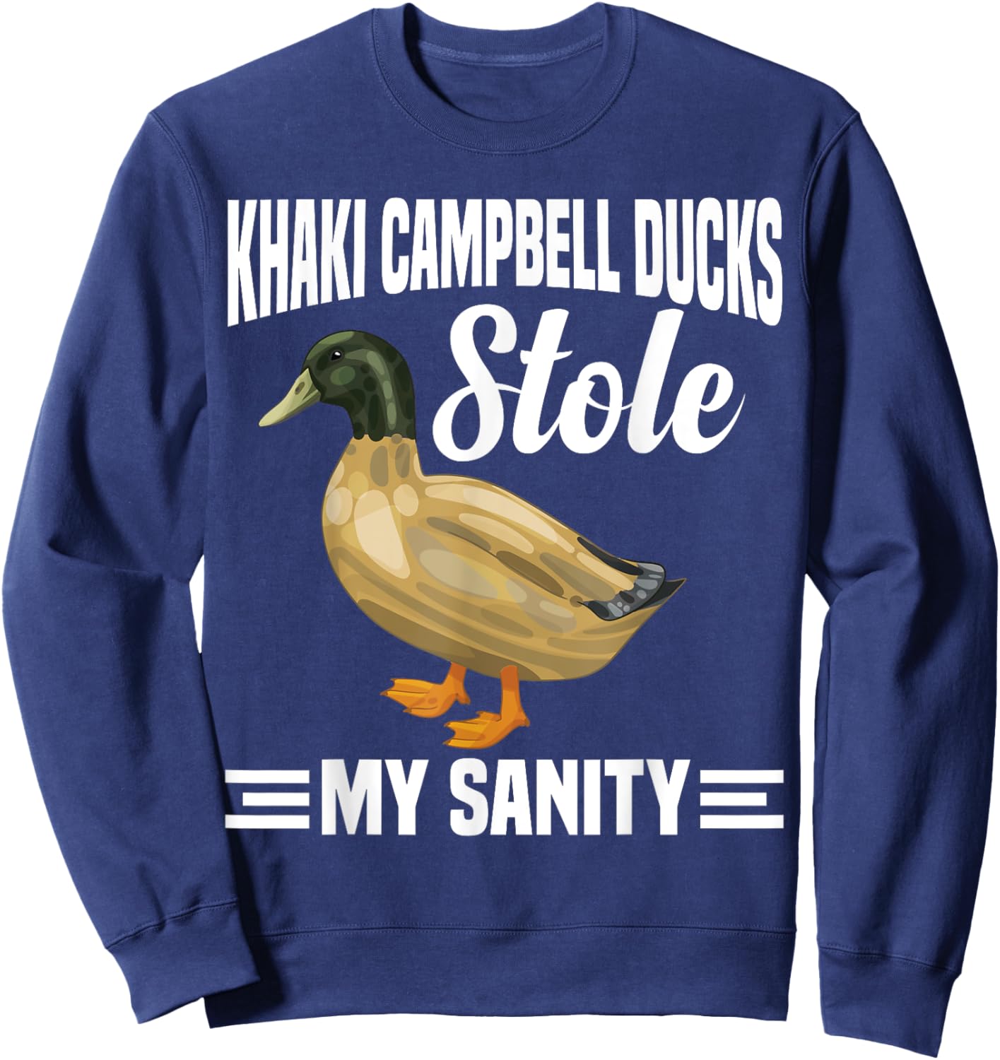 Khaki Duck Lover Campbell Duck Necklace Toys Khaki Ducks Sweatshirt - Sweatshirt | Navy