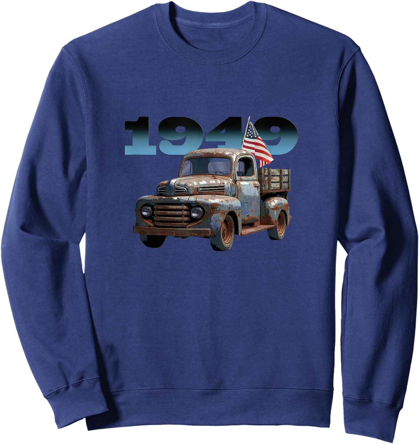 Old Rusted 1949 Pickup Truck, Vintage Pick Up, Classic Truck Sweatshirt - Sweatshirt | Navy