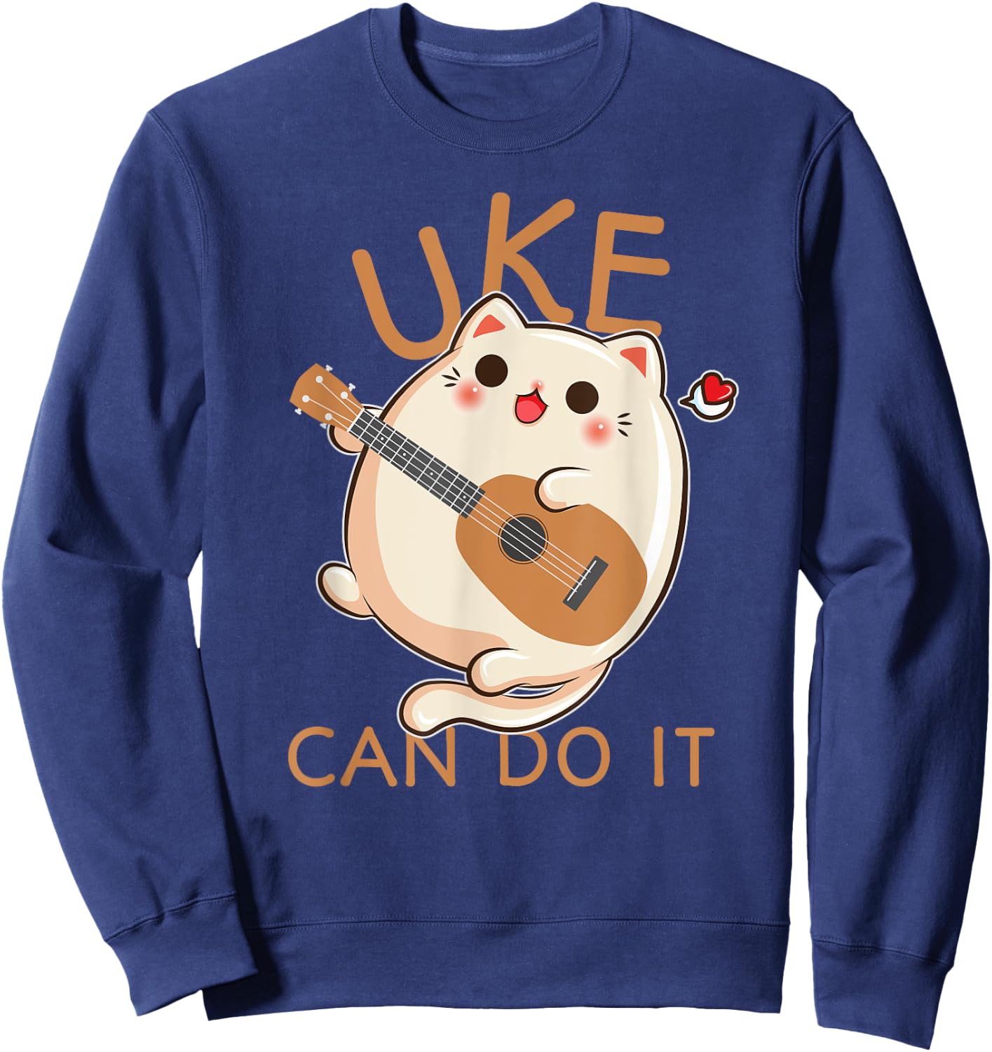 Ukulele print Funny Uke Can Do It Cat Playing product Gift Sweatshirt - Sweatshirt | Navy