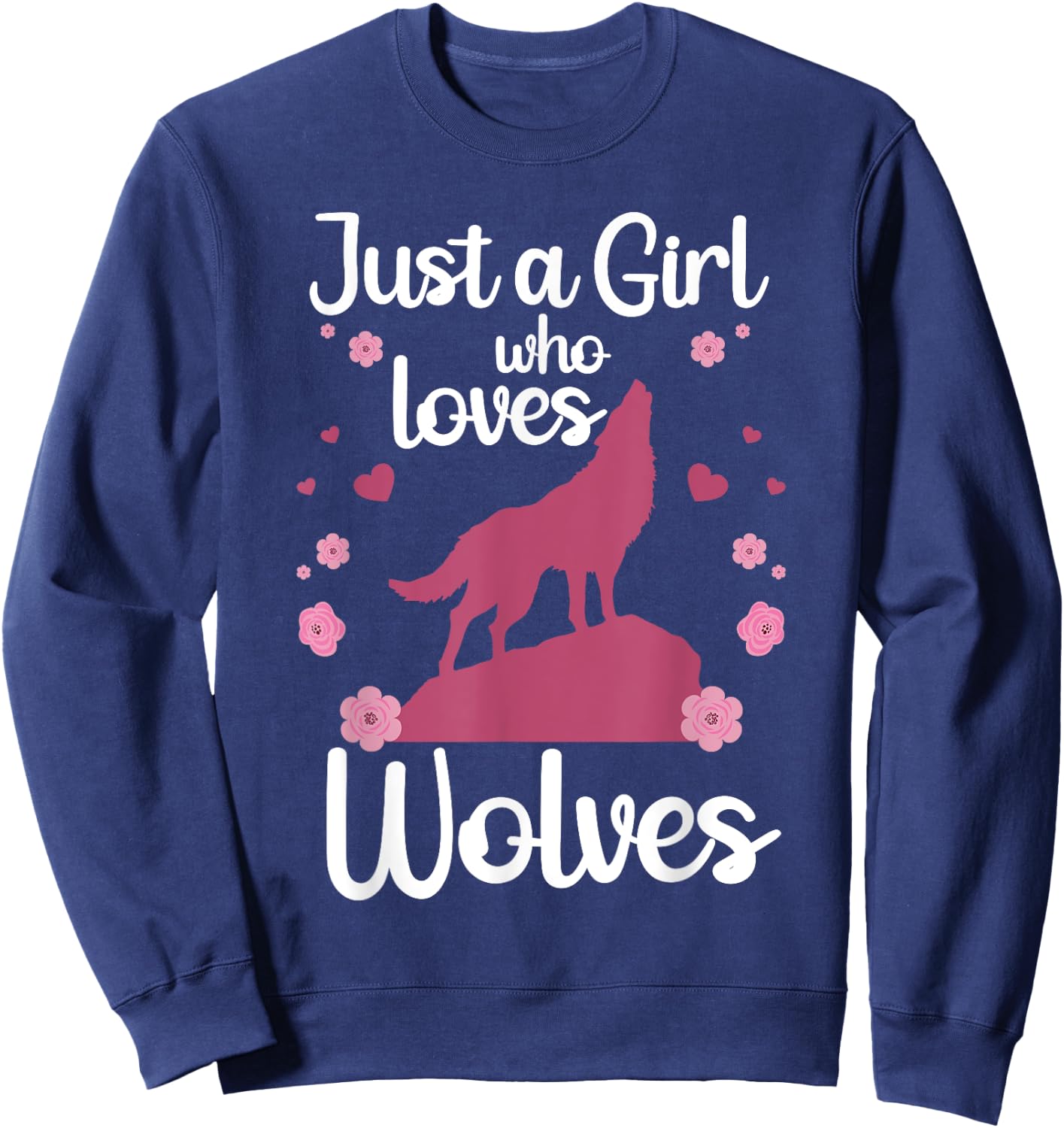 Cool Wolf Girls Howling Wolf Lover Animal Wolves Sweatshirt - Sweatshirt | Navy