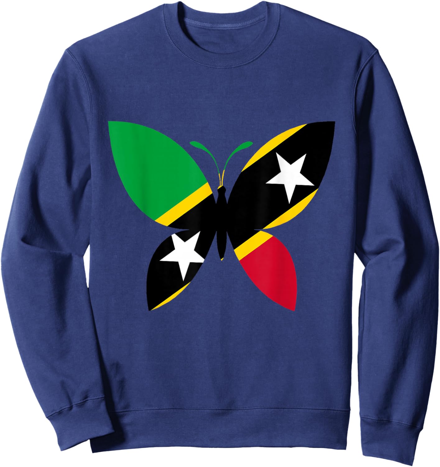 Saint Kitts and Nevis Kittitian Butterfly Nevisian Flag Sweatshirt - Sweatshirt | Navy