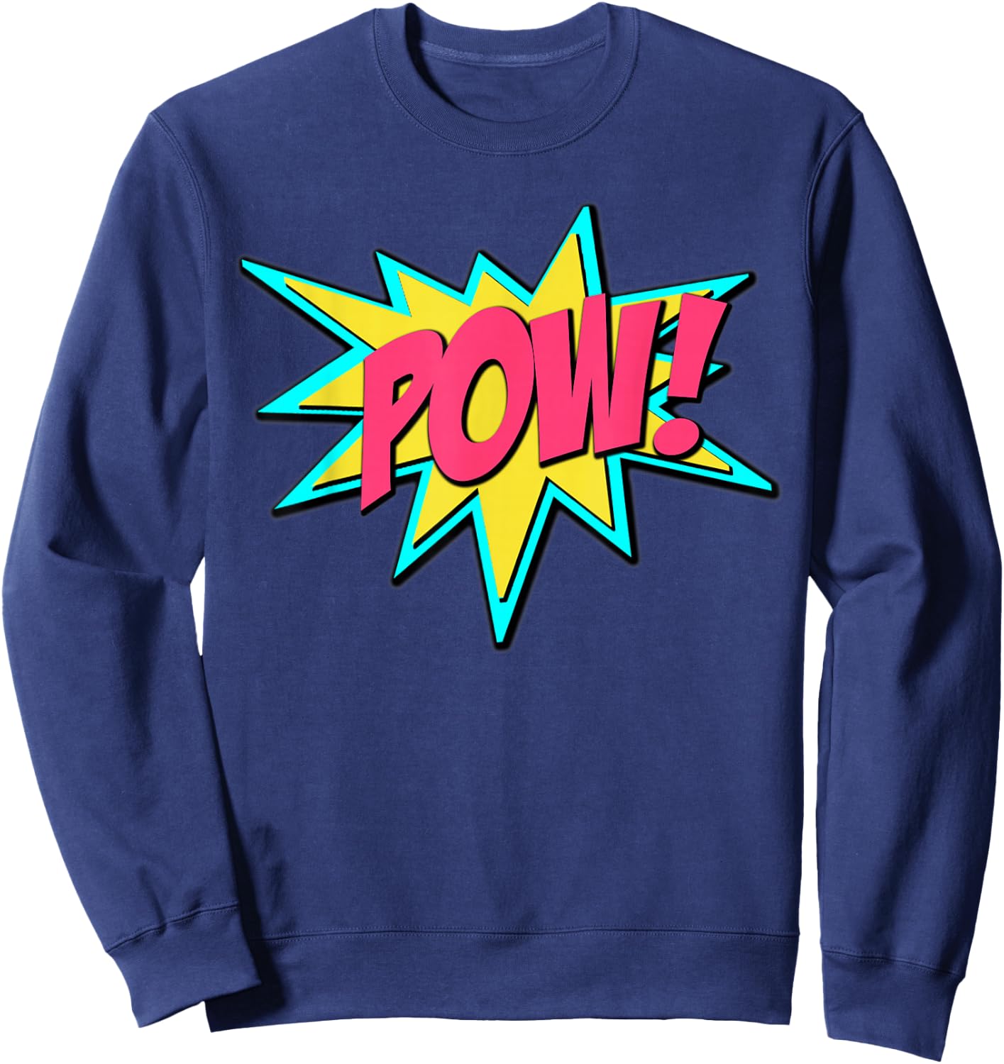Pow! Retro Comic Book Art Superhero Sweatshirt - Sweatshirt | Navy
