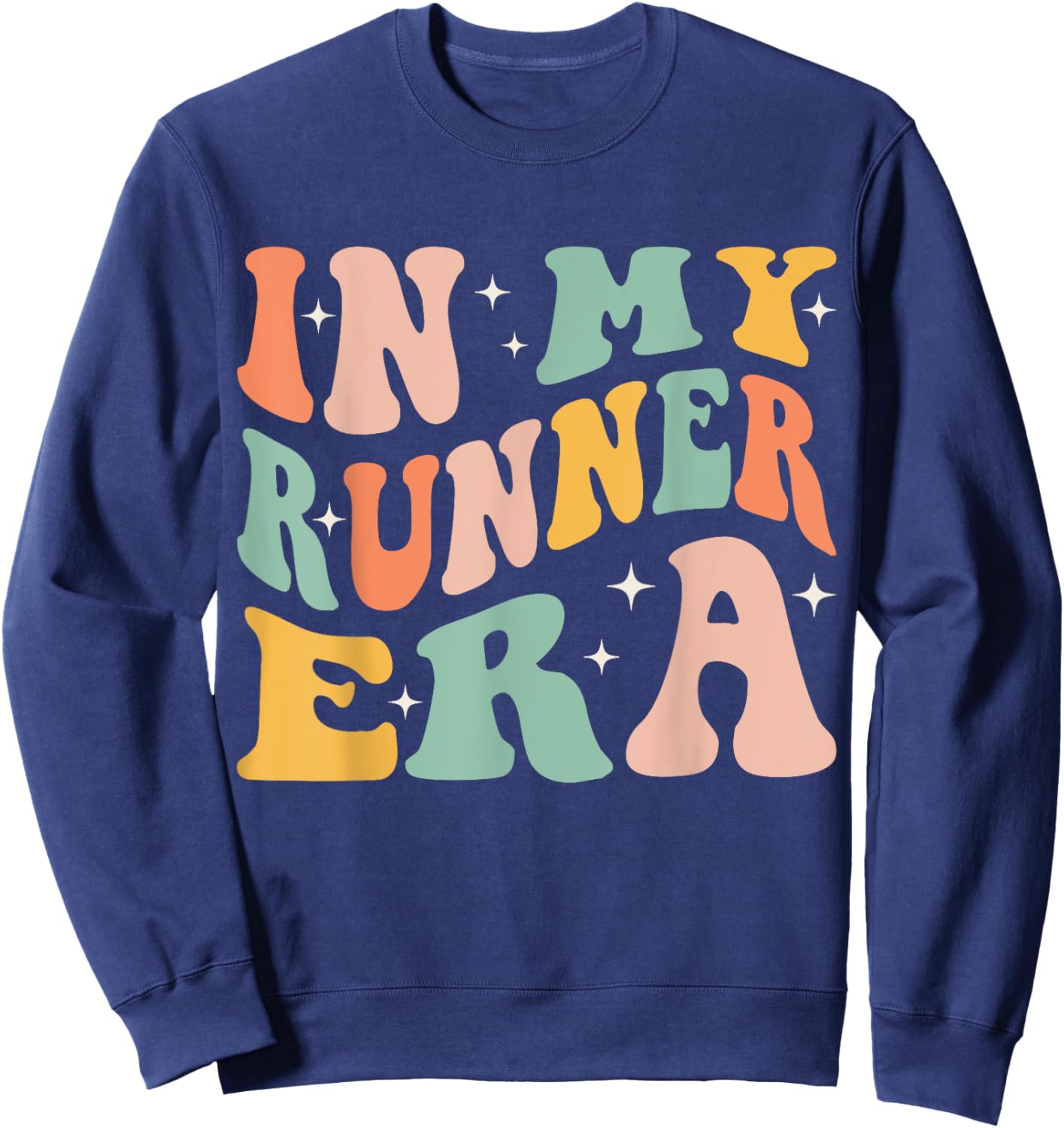 In My Runner Era Funny Running Marathon Groovy Running Mom Sweatshirt - Sweatshirt | Navy