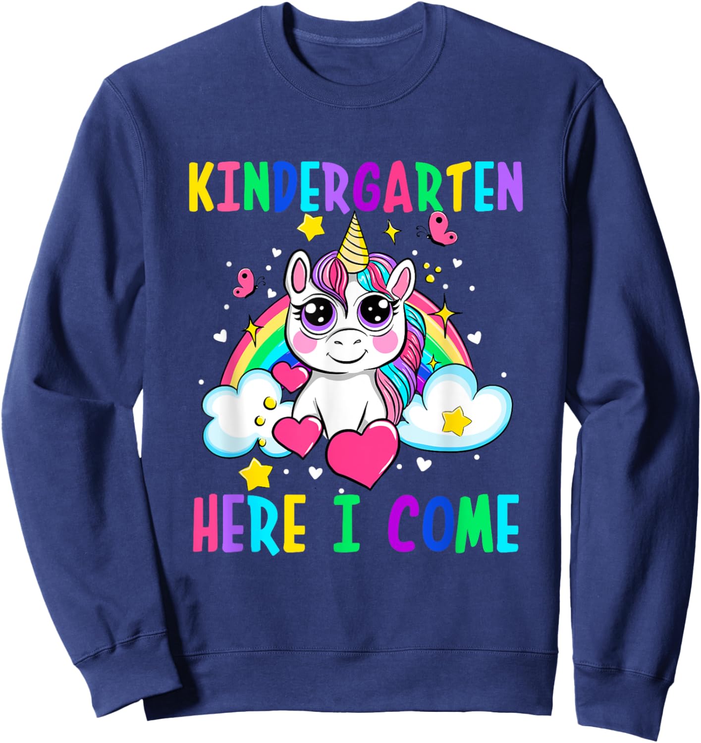 Cute Unicorn Kindergarten Here I Come School Kindergarten Sweatshirt - Sweatshirt | Navy