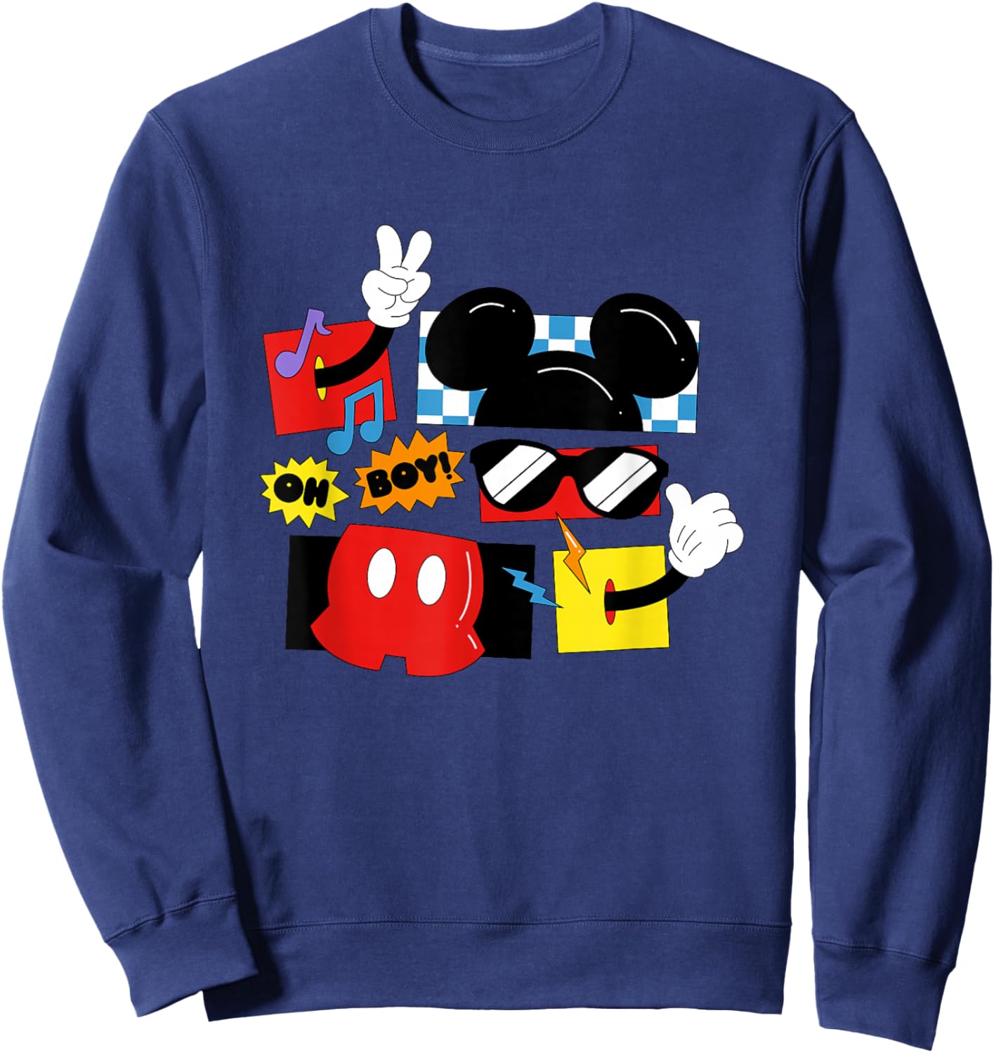 Disney Mickey And Friends Oh Boy Retro Mickey Shapes Sweatshirt - Sweatshirt | Navy