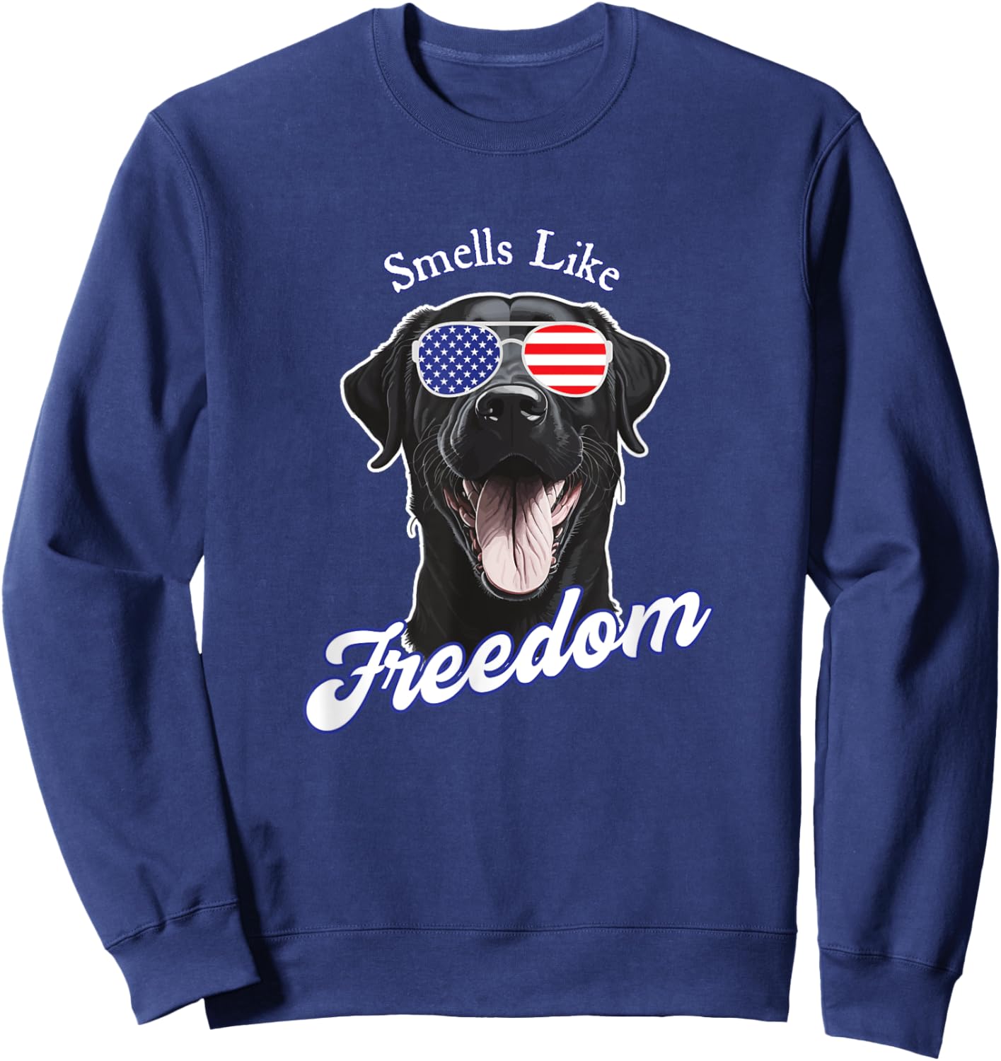 Black Lab American Flag Patriotic Vintage 4th of July Retro Sweatshirt - Sweatshirt | Navy