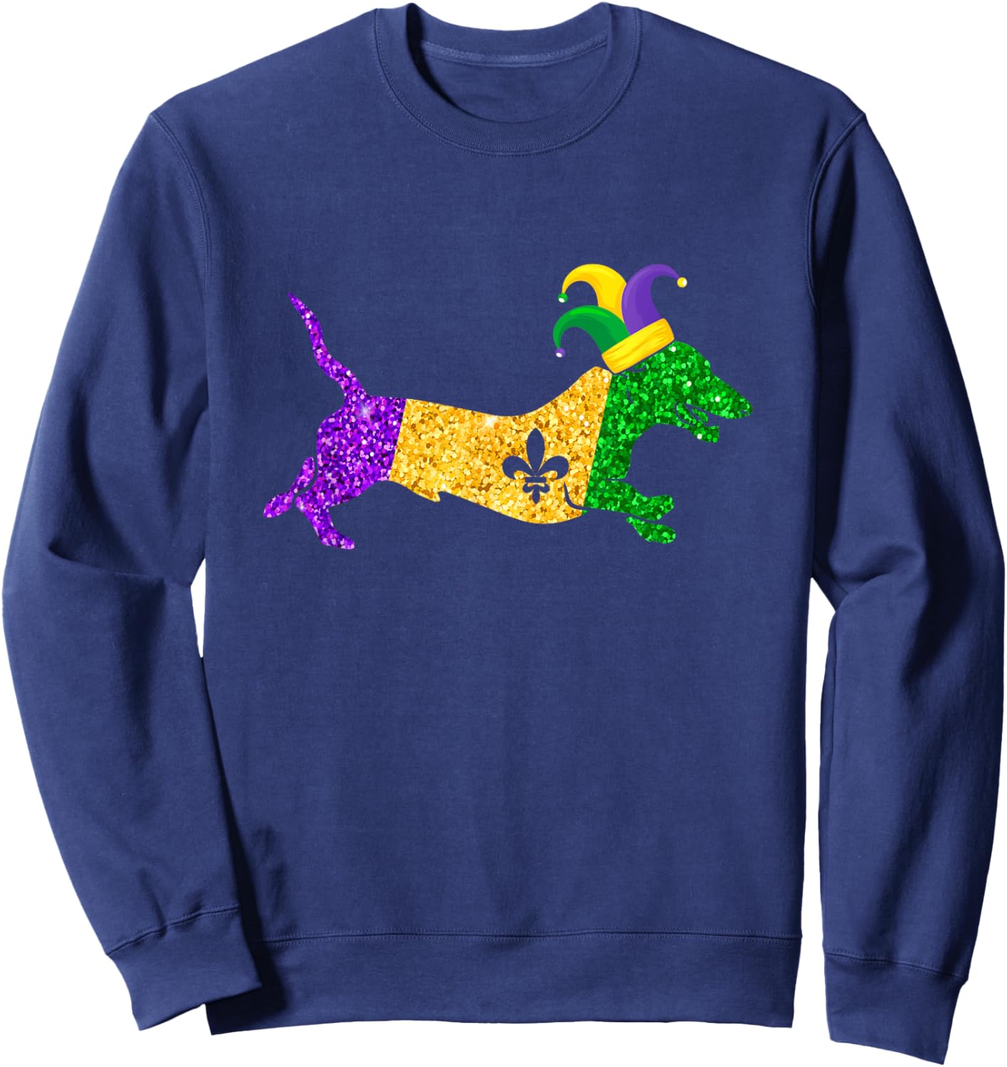 Funny Dachshund Dog Lover Cute Mardi Gras Carnival Women Sweatshirt - Sweatshirt | Navy