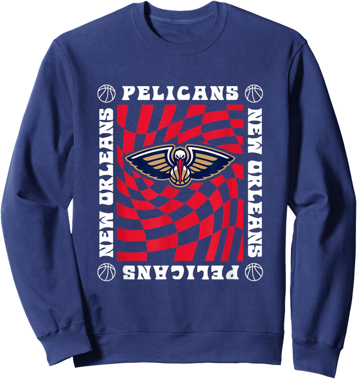 NBA New Orleans Pelicans Retro Checkerboard Wave Sweatshirt - Sweatshirt | Navy