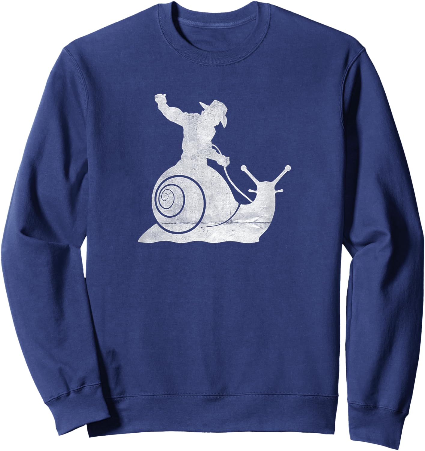 Cowboy Riding a Snail Distressed Sweatshirt - Sweatshirt | Navy