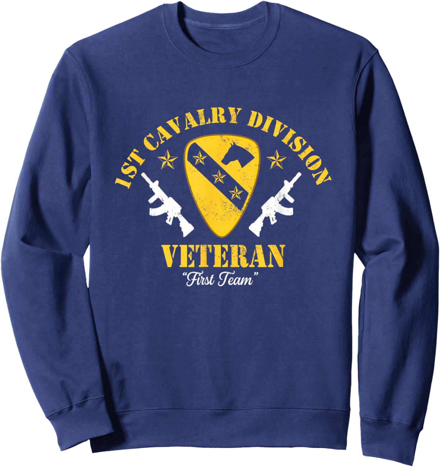Vintage 1st Cavalry Division Veteran Patriotic Veterans Day Sweatshirt - Sweatshirt | Navy