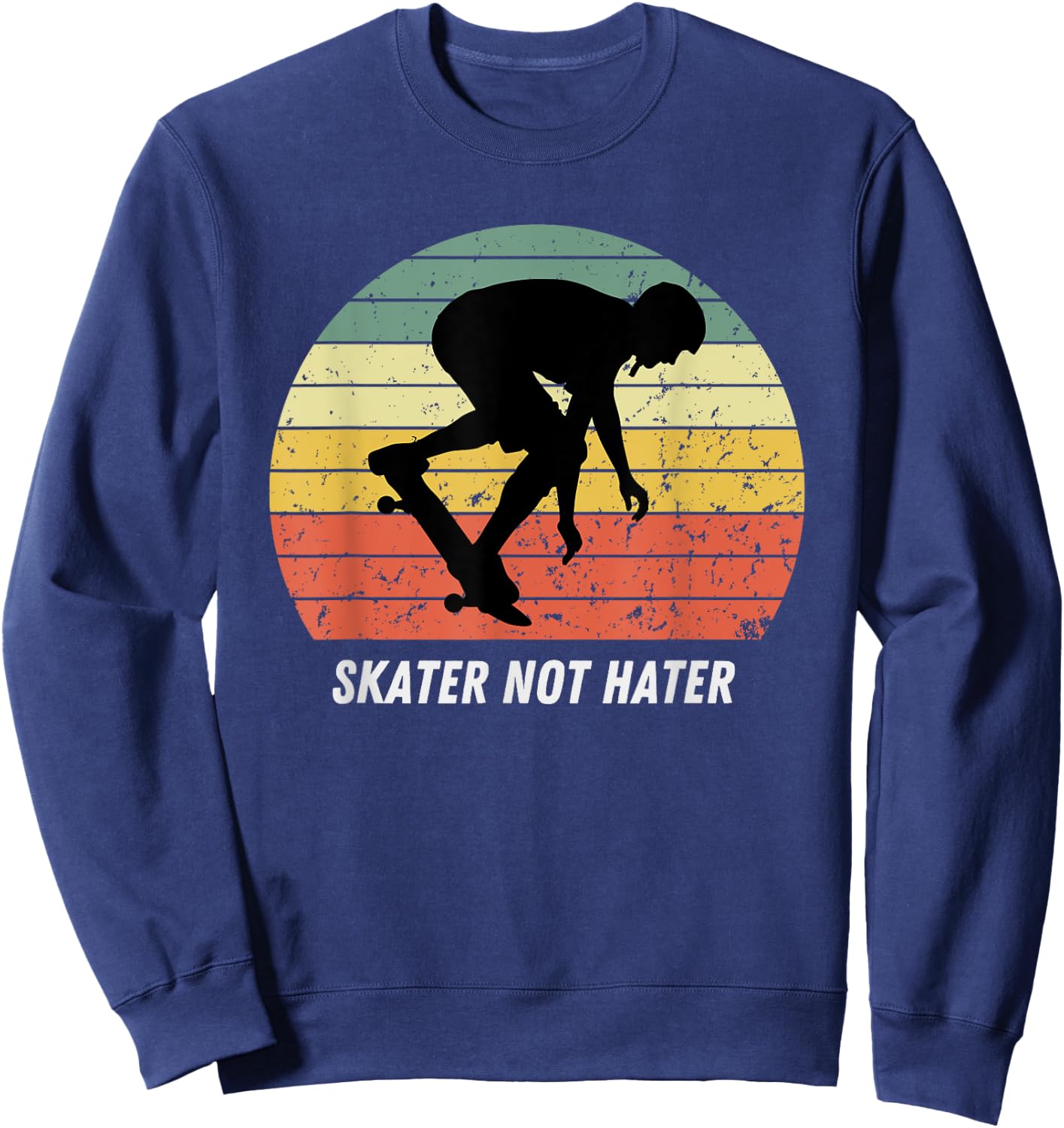 Skate Not Hate Pro Skateboarders Sunset Longboard Skateboard Sweatshirt - Sweatshirt | Navy