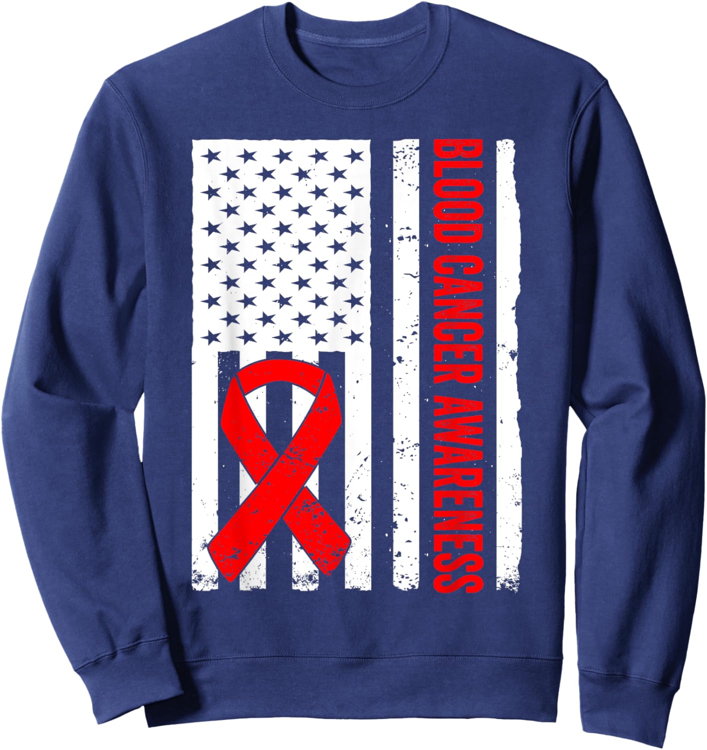 Blood Cancer US Flag Blood Cancer Awareness Sweatshirt - Sweatshirt | Navy