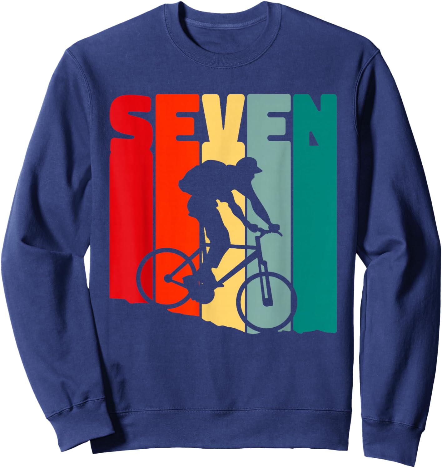 7th Years Mountain Bike Cyclist 7th Birthday Boys Bike Sweatshirt - Sweatshirt | Navy