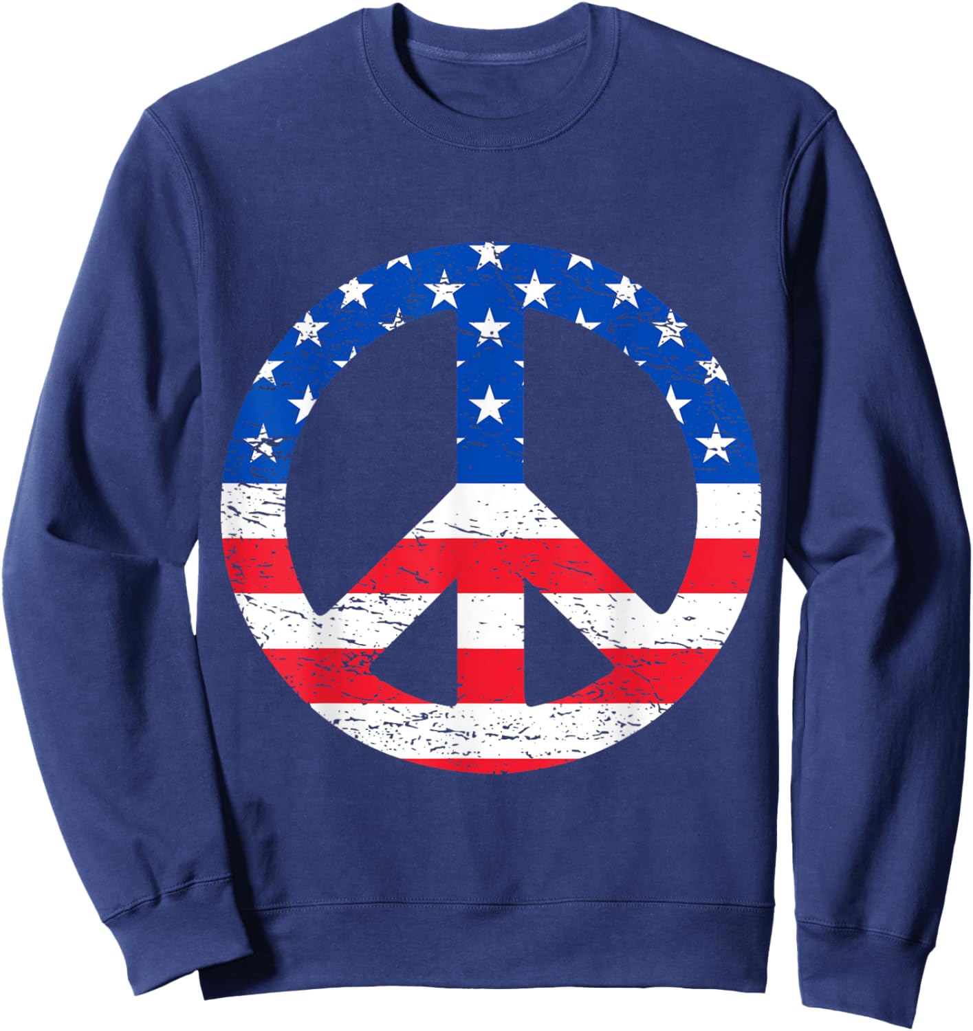 American Flag Peace Sign 4th Of July Sweatshirt - Sweatshirt | Navy