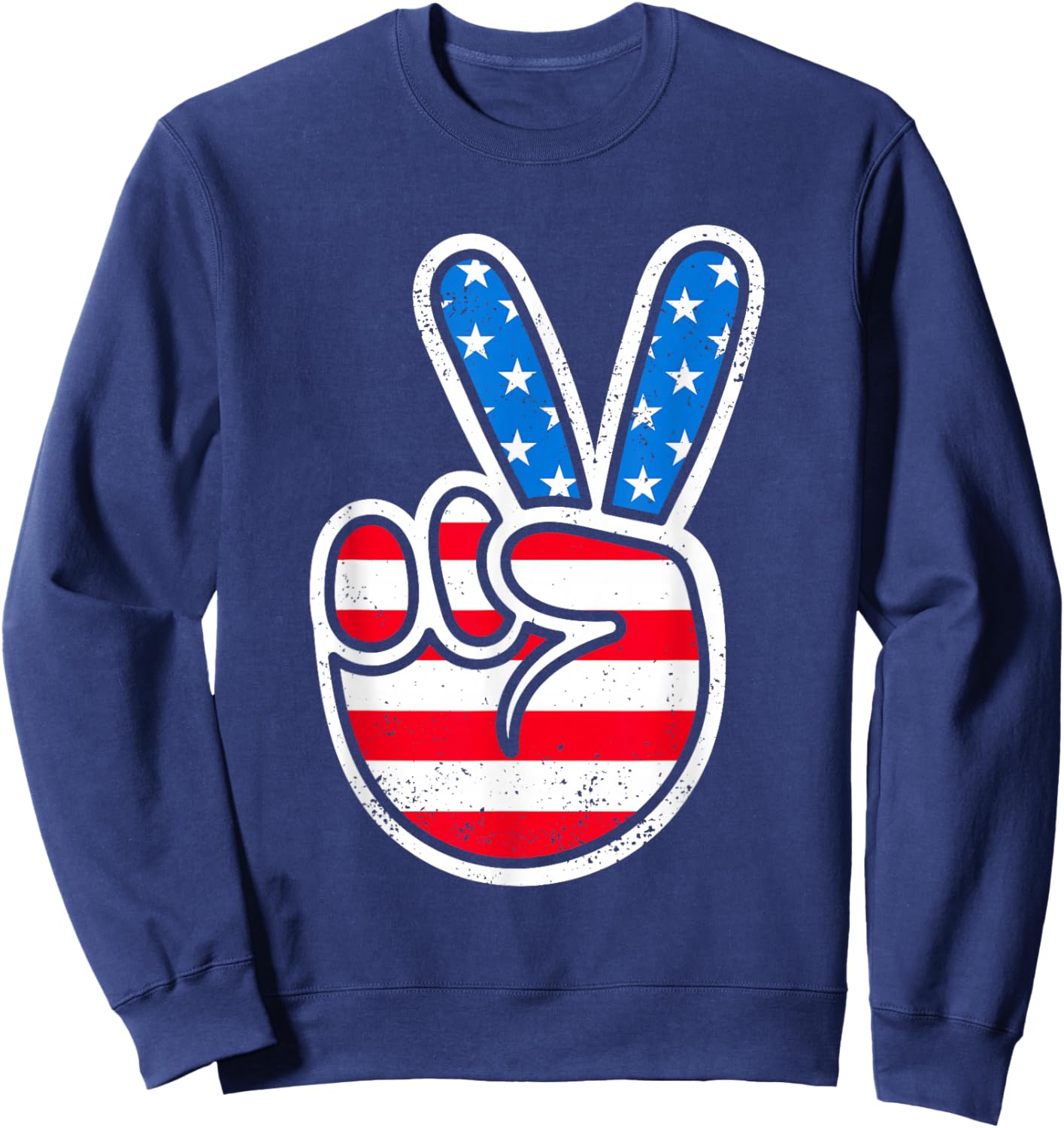 American Flag Peace Sign 60s 70s 80s Patriotic Boys Toddler Sweatshirt - Sweatshirt | Navy