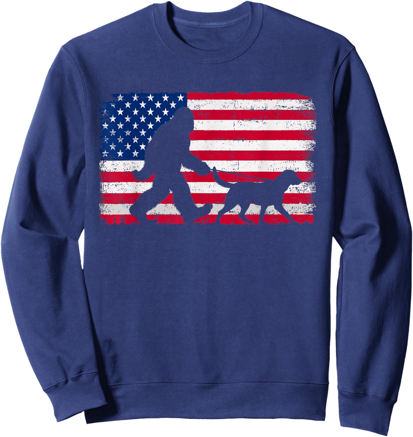 Retro Labrador Retriever 4th of July American Flag Patriotic Women Kids Men Sweatshirt - Sweatshirt | Navy