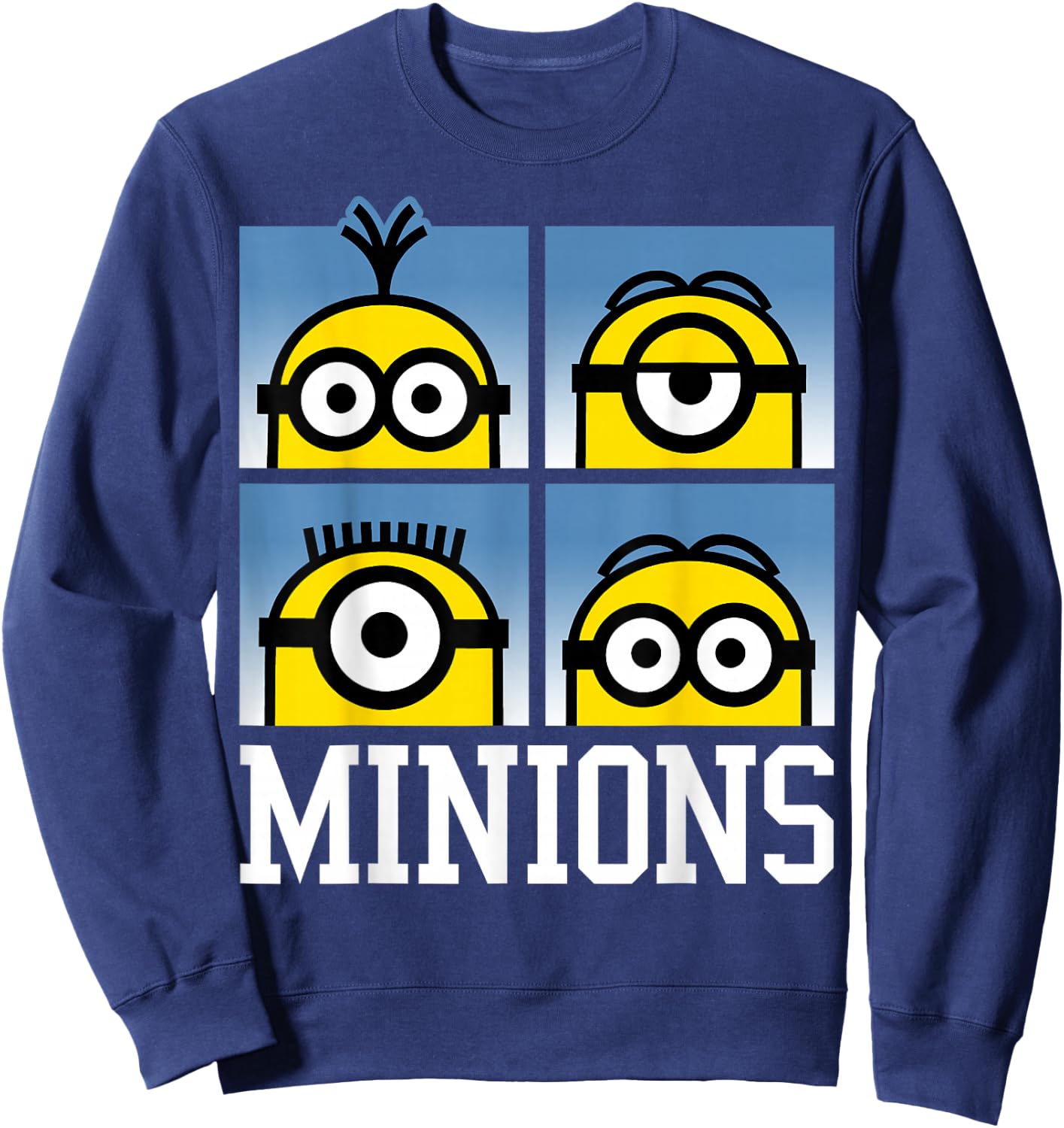 Despicable Me Minions Minions Bust Portrait Grid Logo Small Sweatshirt - Sweatshirt | Navy