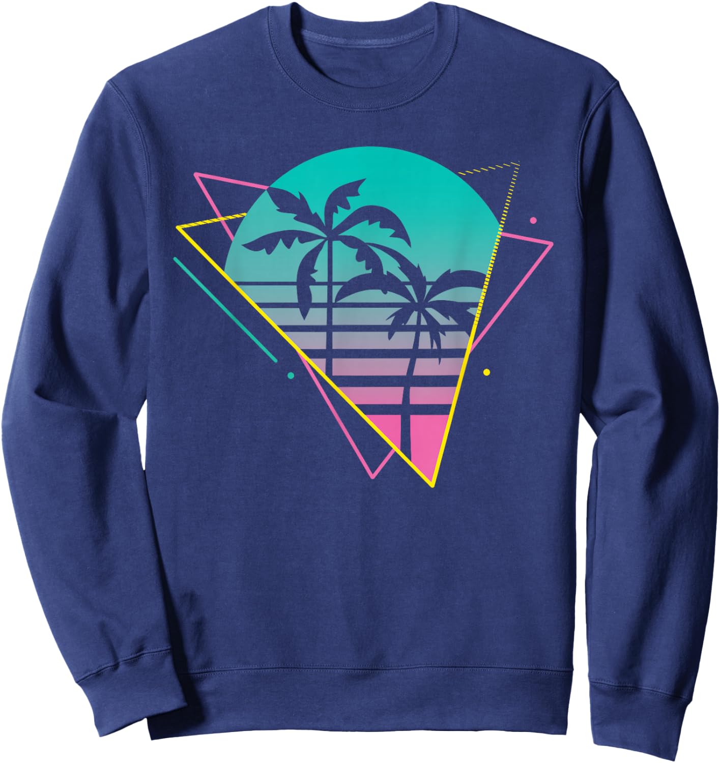 Vaporwave 80s 90s Retro Design - Retrowave Palm Trees Sweatshirt - Sweatshirt | Navy