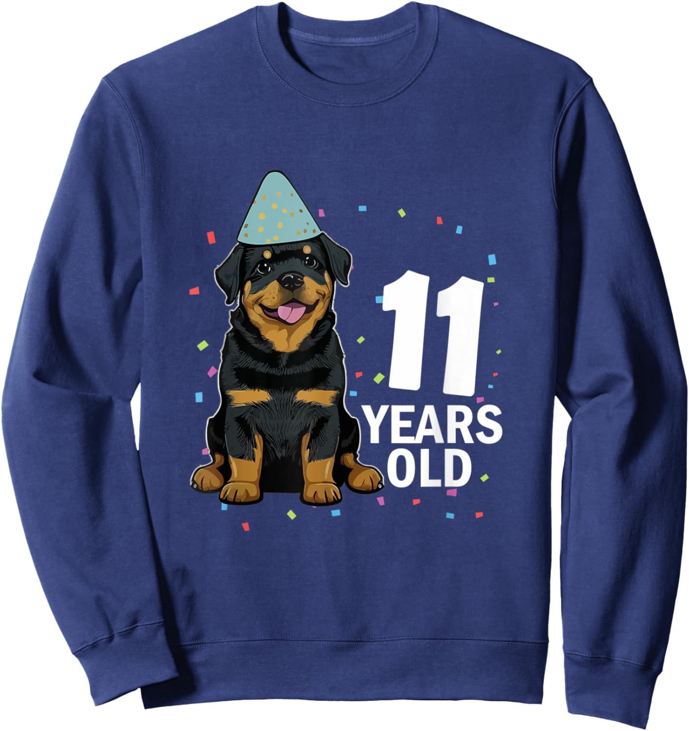 11 Years Old Birthday Rottweiler Dog Lover 11th Party Kid Sweatshirt - Sweatshirt | Navy