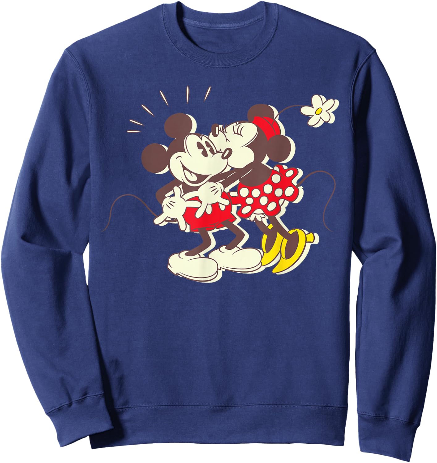 Disney Vintage Mickey and Minnie Mouse Kiss Small Sweatshirt - Sweatshirt | Navy