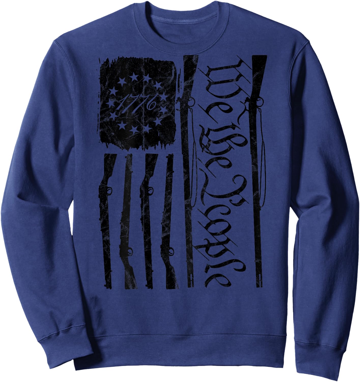 We The People Gun Rights American Flag 4th of July On Back Sweatshirt - Sweatshirt | Navy