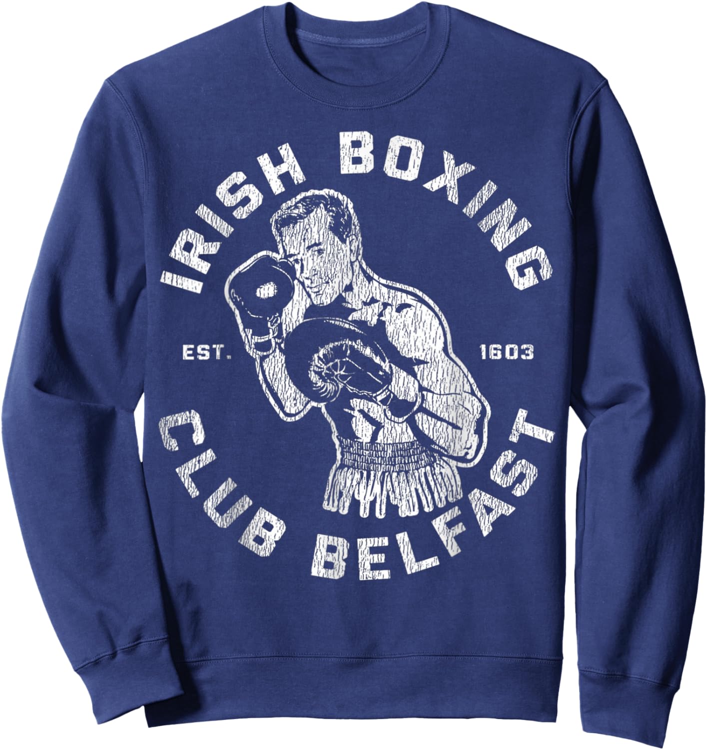 Vintage Irish Boxing Club Belfast Est. 1603 Men Boxer Sweatshirt - Sweatshirt | Navy