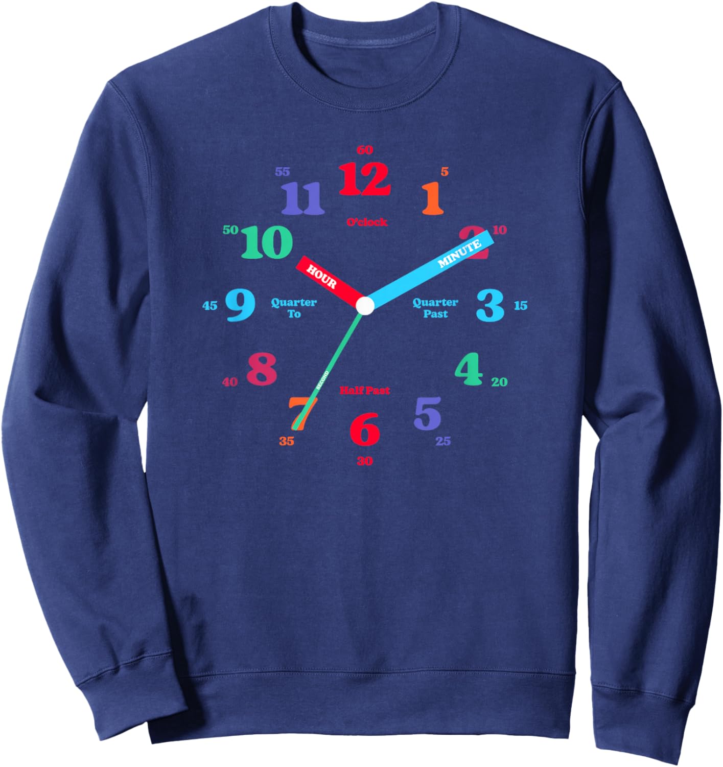 Time Teaching Clock Kids Young Child Sweatshirt - Sweatshirt | Navy