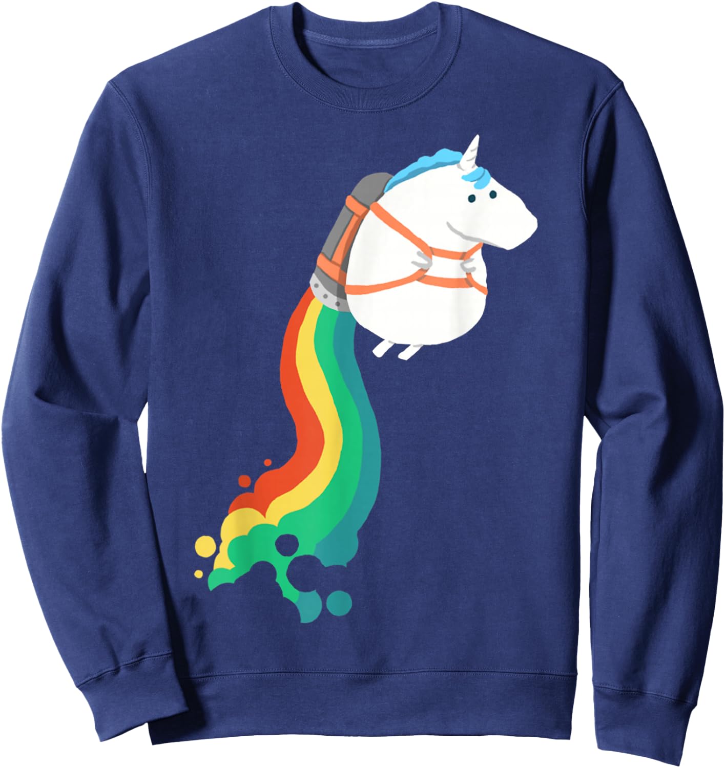 Chubby Unicorn Rainbow Jetpack Sweatshirt - Sweatshirt | Navy