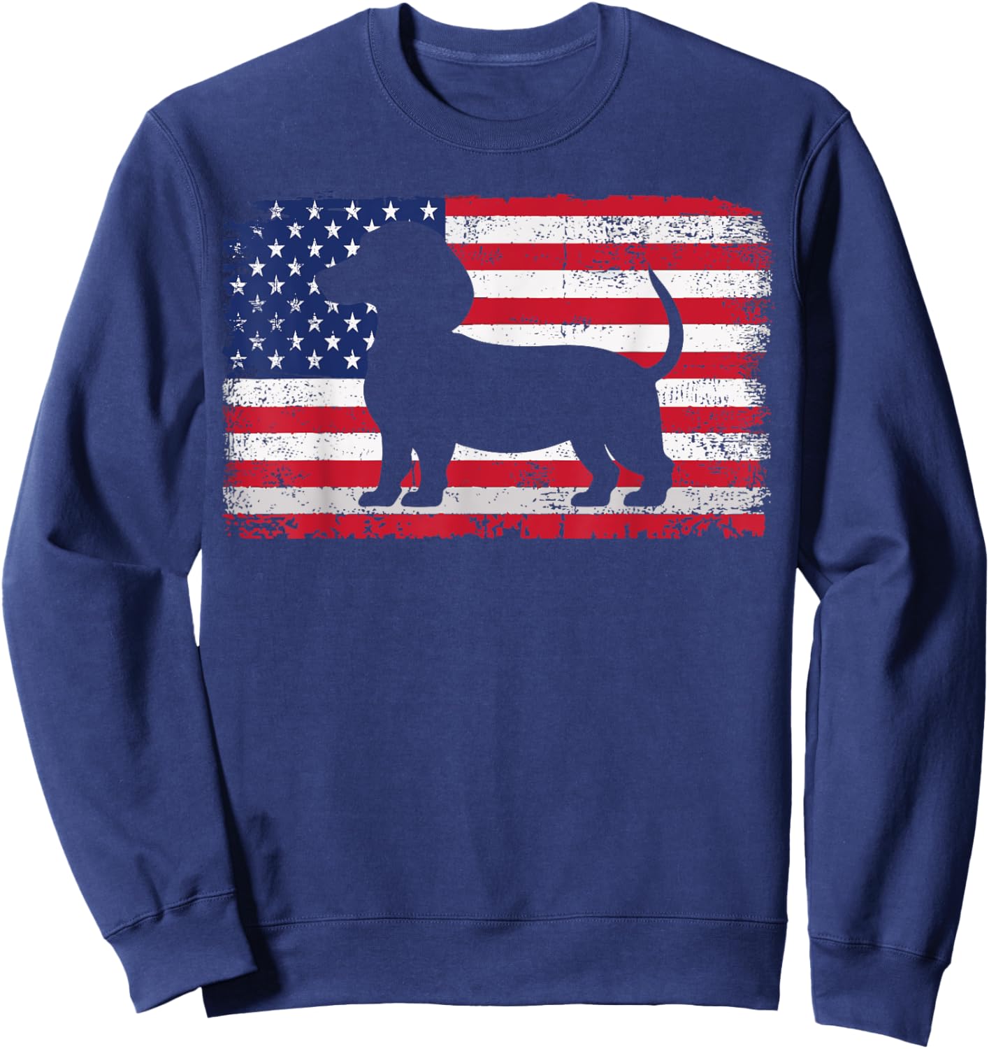 Dachshund Dog Lover 4th of July Patriotic American Flag USA Sweatshirt - Sweatshirt | Navy