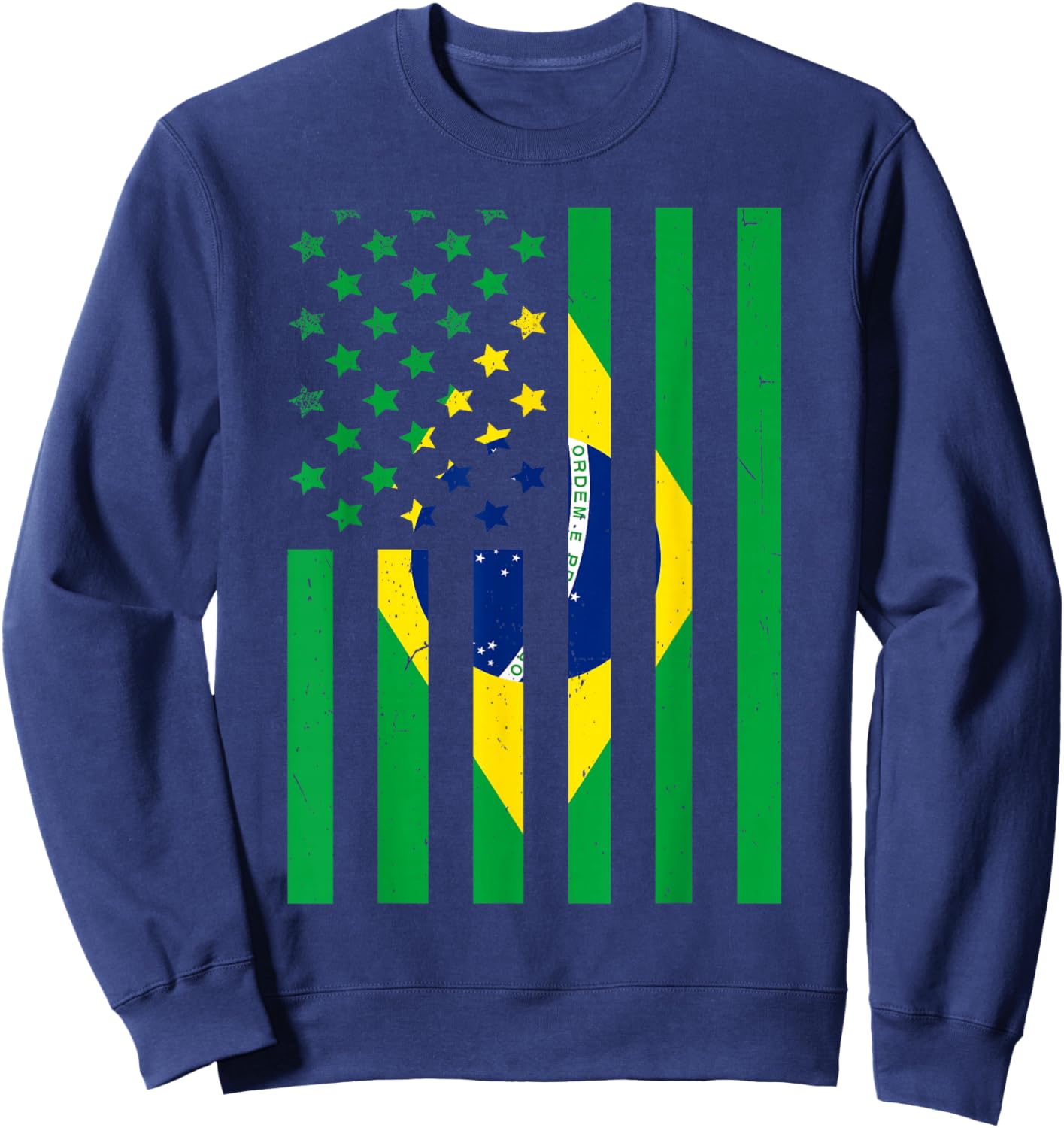Brazil American USA Flag Brazilian Pride Sweatshirt - Sweatshirt | Navy