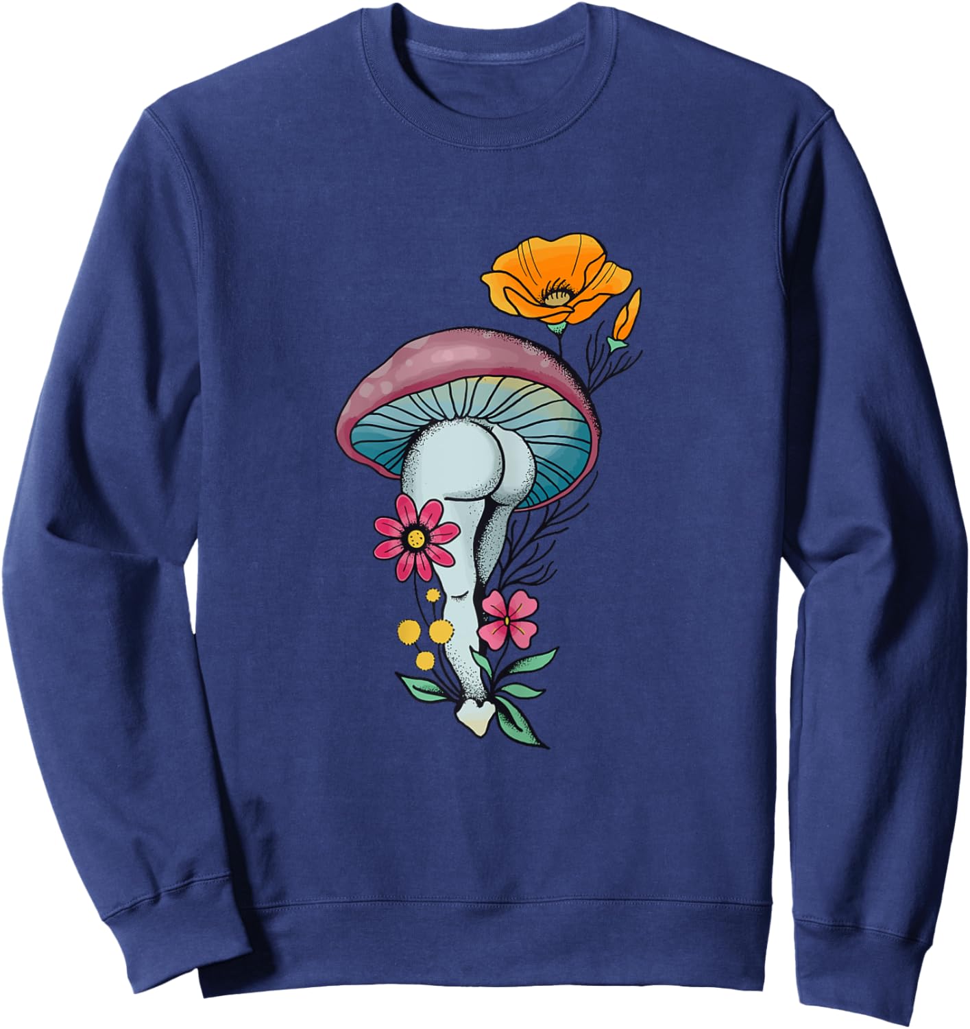 Sexy Mushroom Clothing Mushroom Collector Funny Graphic Gift Sweatshirt - Sweatshirt | Navy