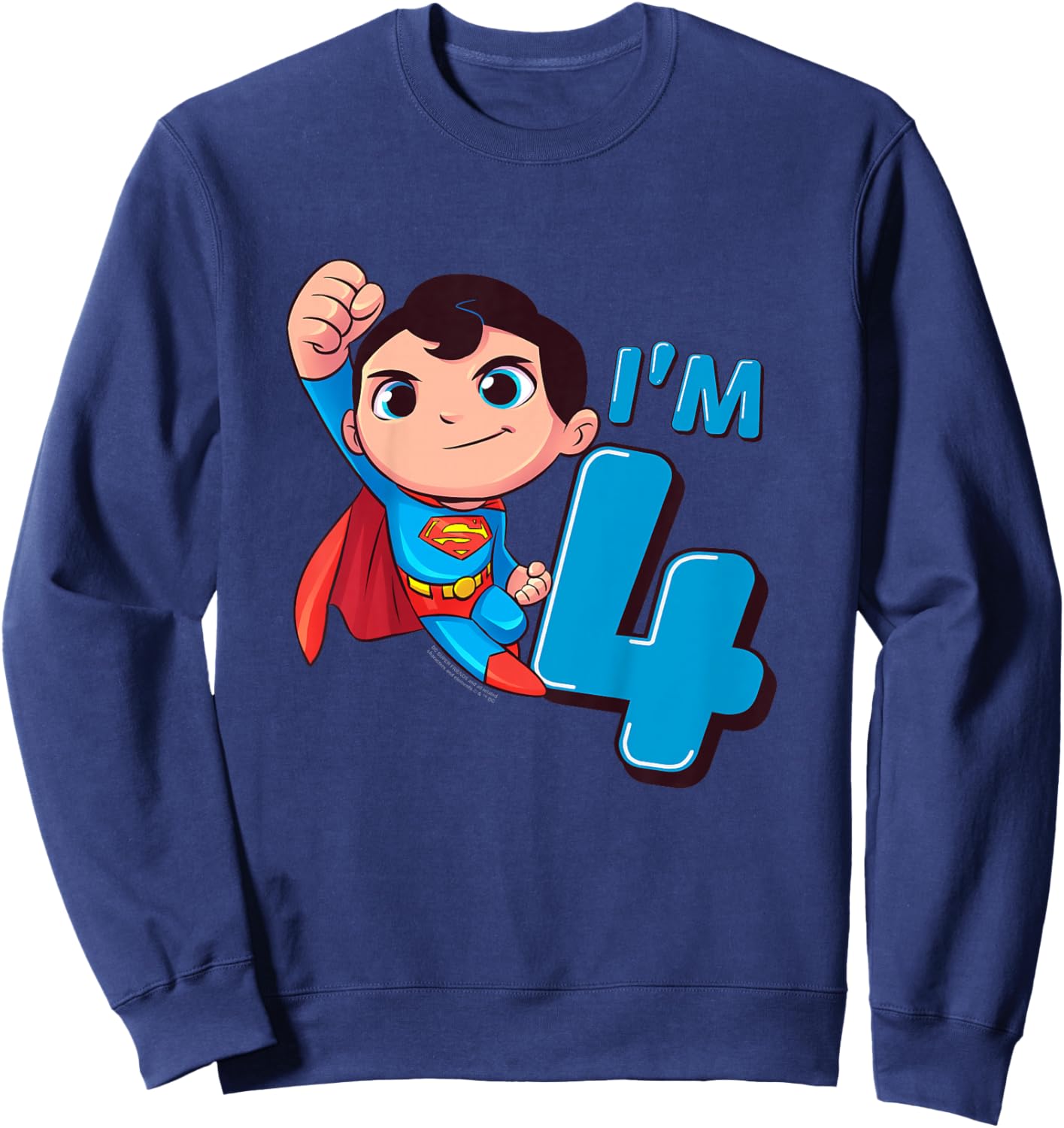 Kids Superman 4th Birthday Cute I'm 4 Sweatshirt - Sweatshirt | Navy
