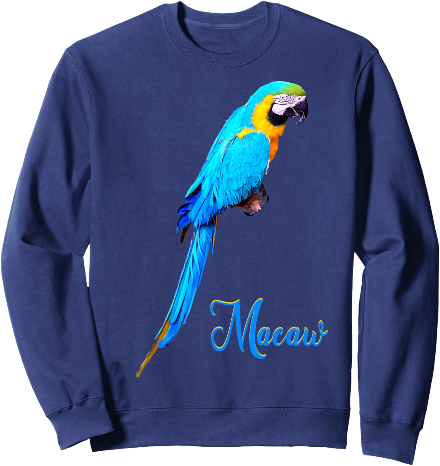 Blue and Gold Macaw Parrot Bird Photo Sweatshirt - Sweatshirt | Navy
