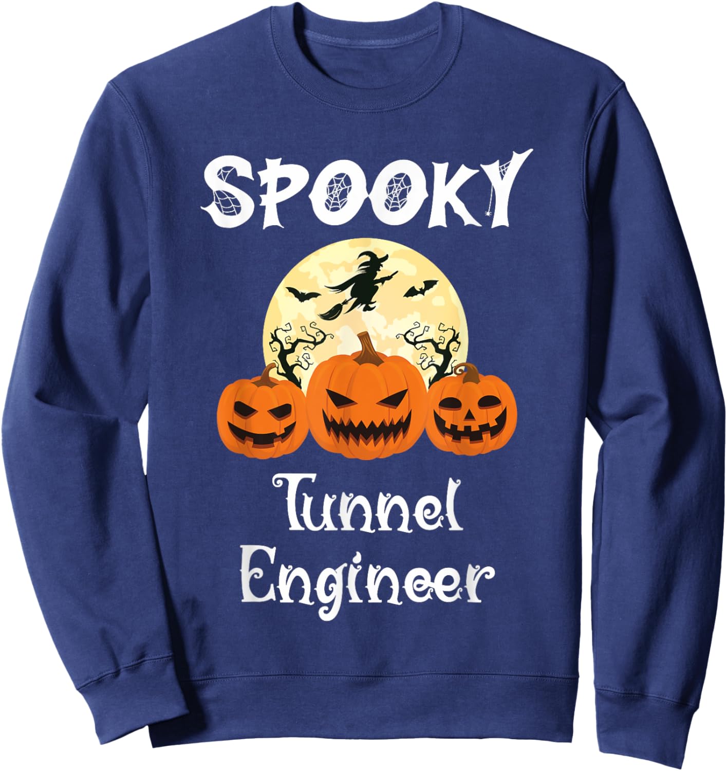 Spooky Tunnel Engineer Funny Halloween Sweatshirt - Sweatshirt | Navy