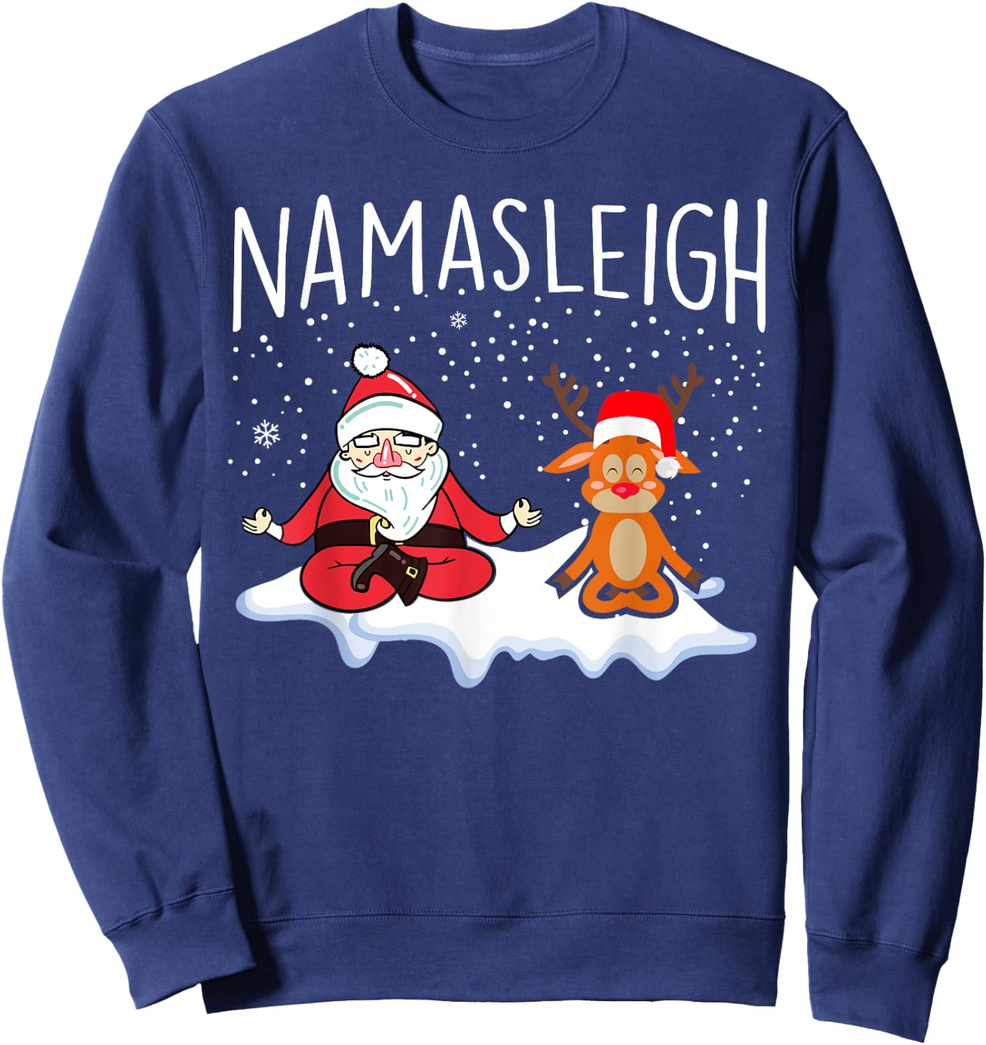 Funny Christmas Yoga Gift NamaSleigh Christmas Yoga Namaste Sweatshirt - Sweatshirt | Navy