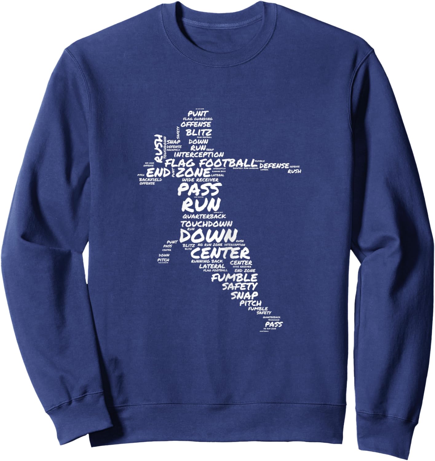 Girls Flag Football Player Word Art Typography Sweatshirt - Sweatshirt | Navy