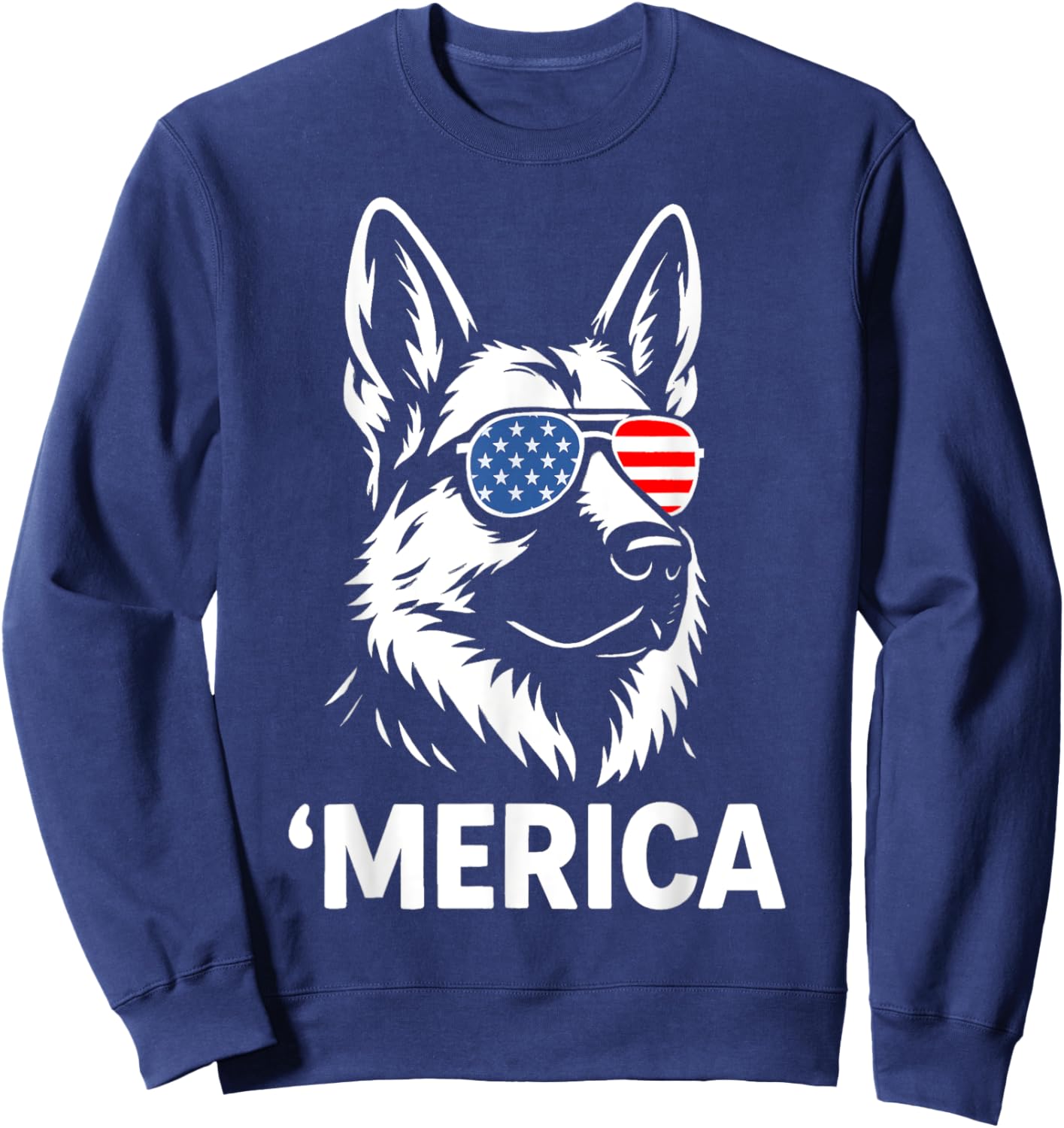 German Shepherd 4th of July Merica Men Women Kids Patriotic Sweatshirt - Sweatshirt | Navy