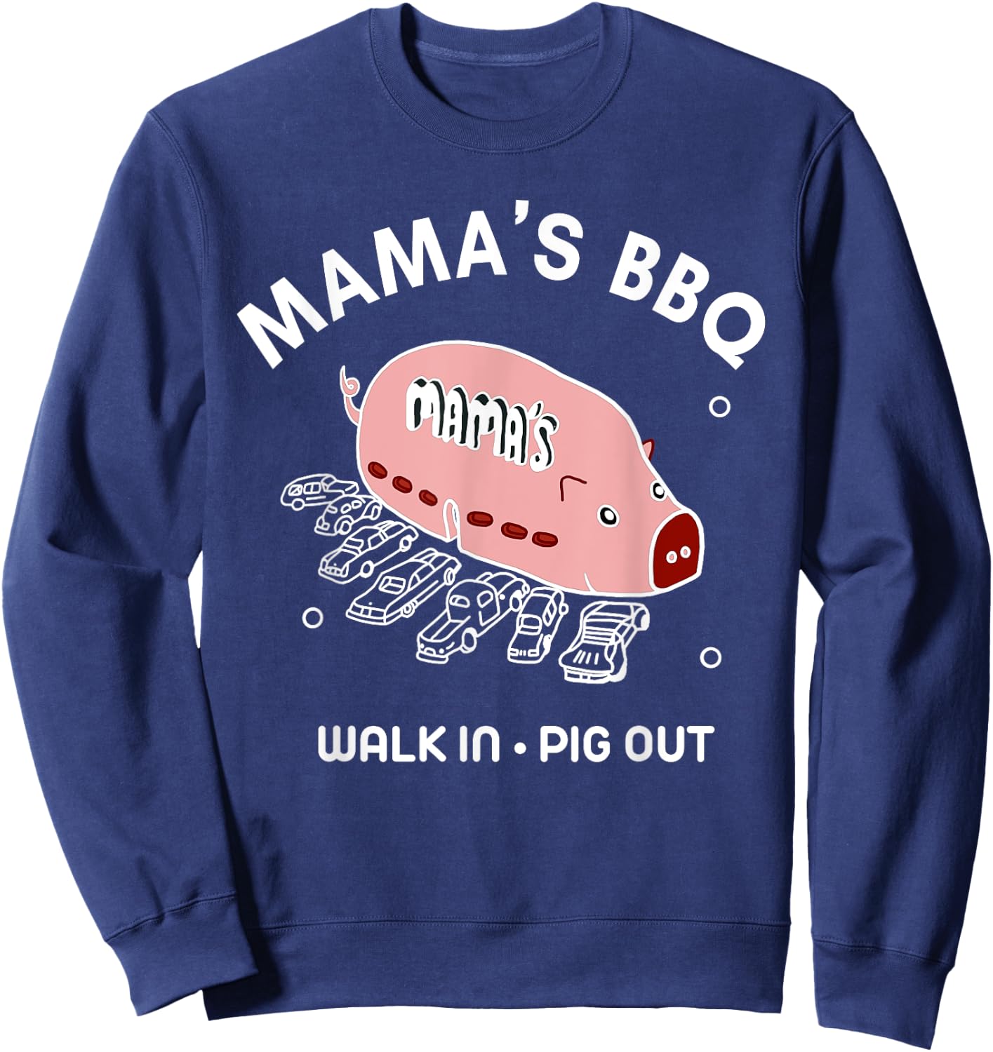 Mama's BBQ Walk In Pig Out Sunny Summer | Paddy's Irish Pub Sweatshirt - Sweatshirt | Navy