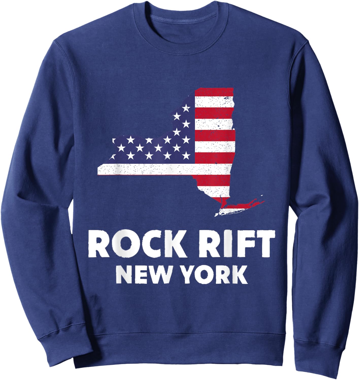 Distressed Patriotic USA Flag Rock Rift, New York Women Men Sweatshirt - Sweatshirt | Navy