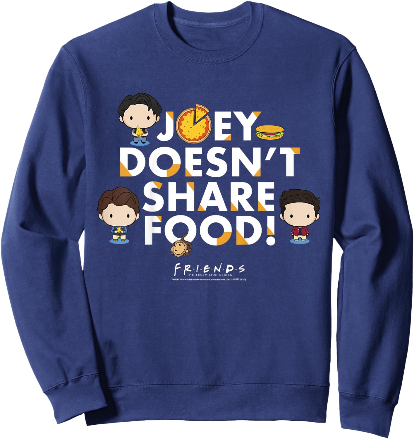 Friends Chibi Joey Doesn't Share Food Sweatshirt - Sweatshirt | Navy