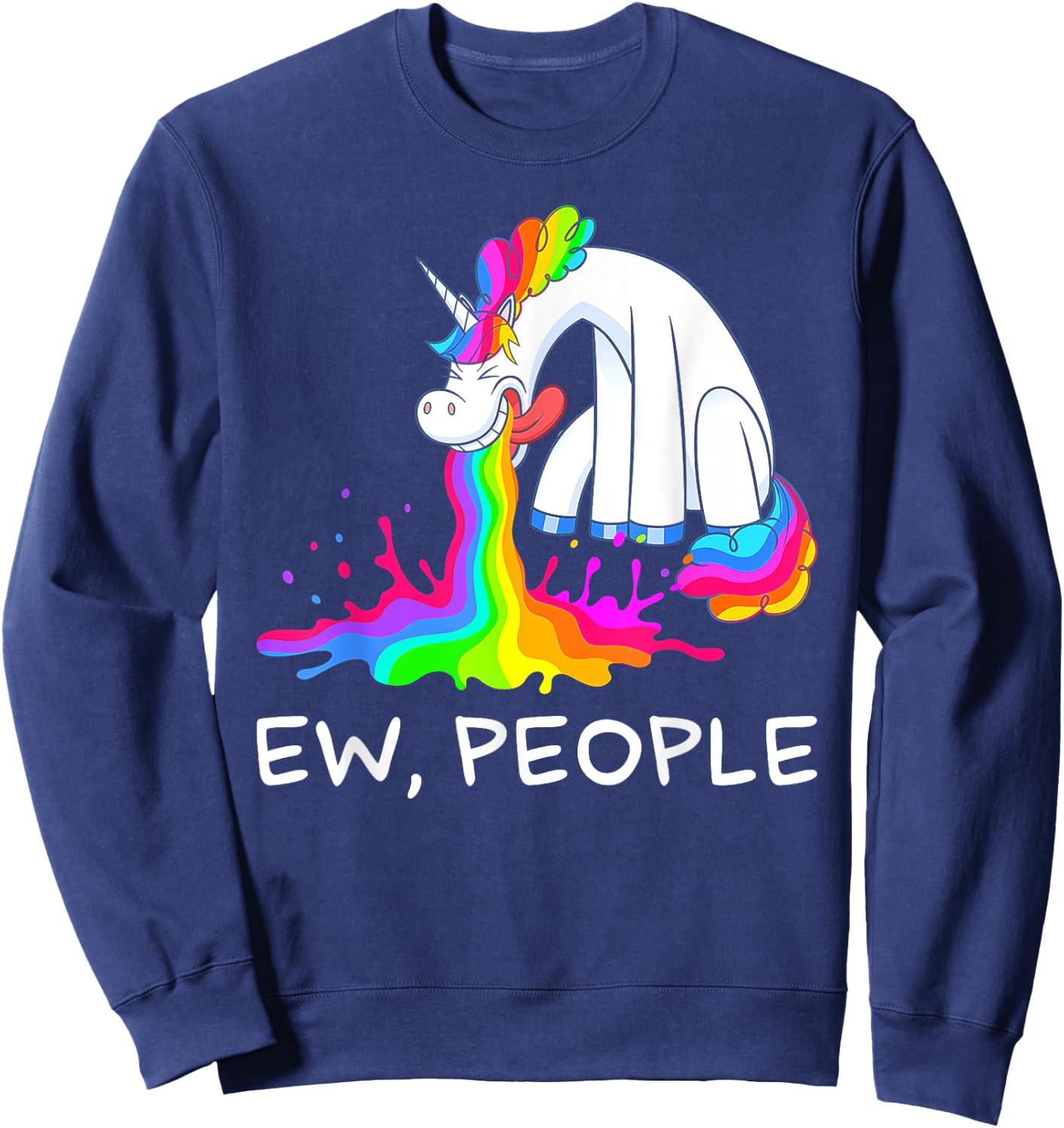 Ew People Unicorn Vomiting Sweatshirt - Sweatshirt | Navy