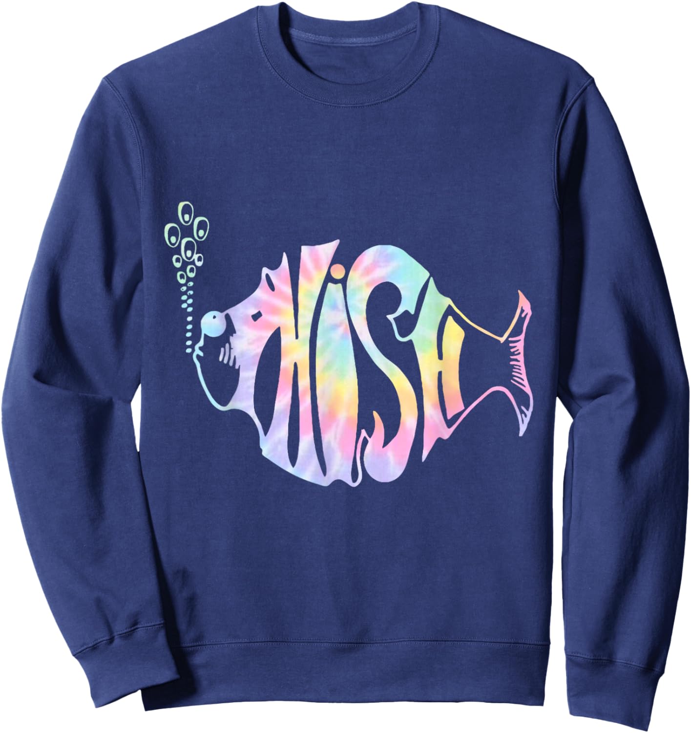 Colorful Phish-Jam, Tie-Dye For Fisherman, Fish Graphic Sweatshirt - Sweatshirt | Navy