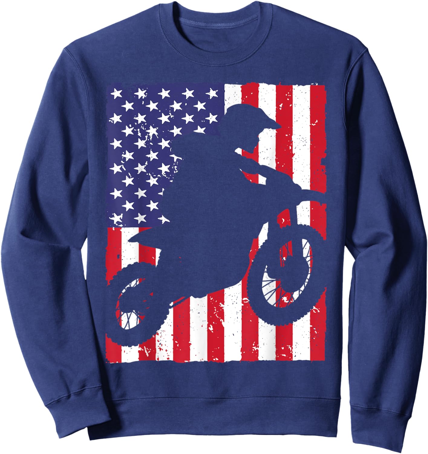 Best Dirt Bike Boys Dirtbike Racing US Flag Biker Sweatshirt - Sweatshirt | Navy