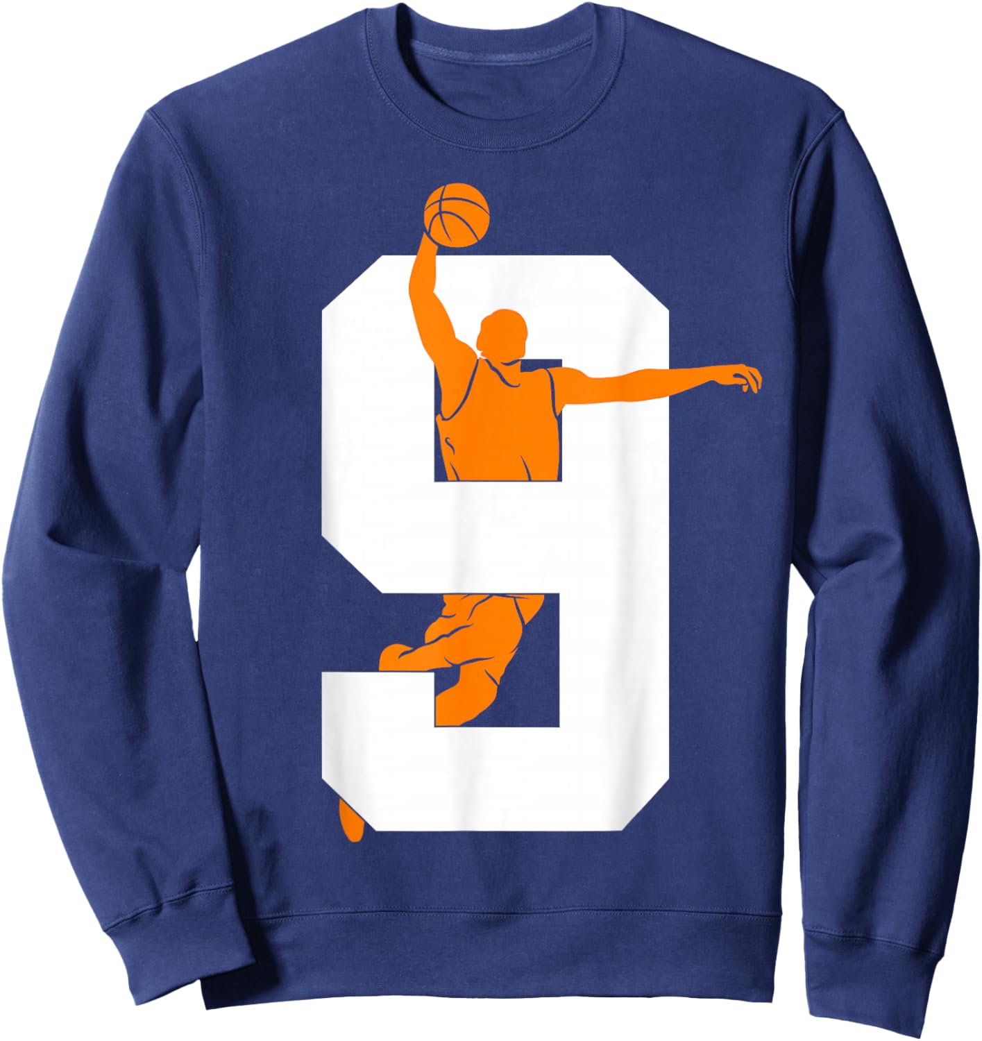 Number 9 Years Basketball 9th Birthday Sweatshirt - Sweatshirt | Navy