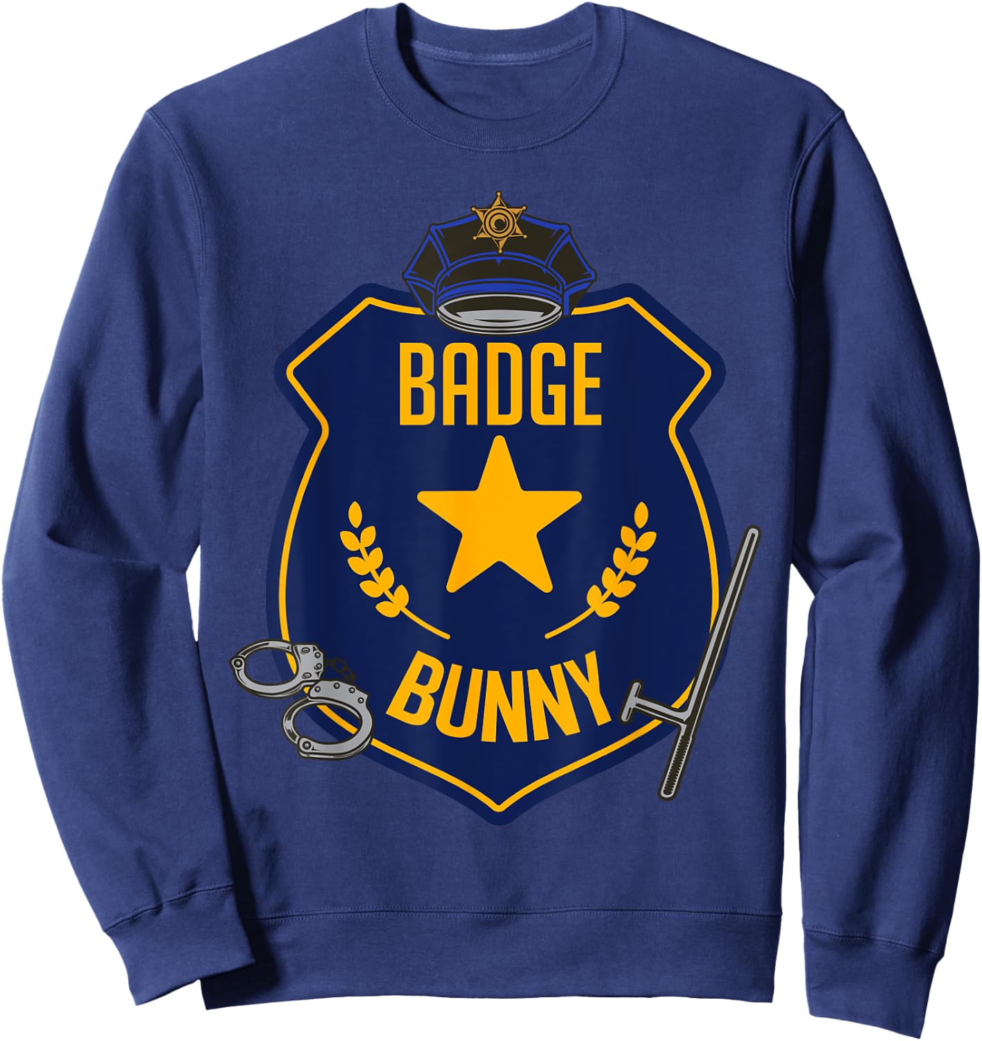 Badge Bunny Police Officer Policeman Handcuffs Easter Rabbit Sweatshirt - Sweatshirt | Navy