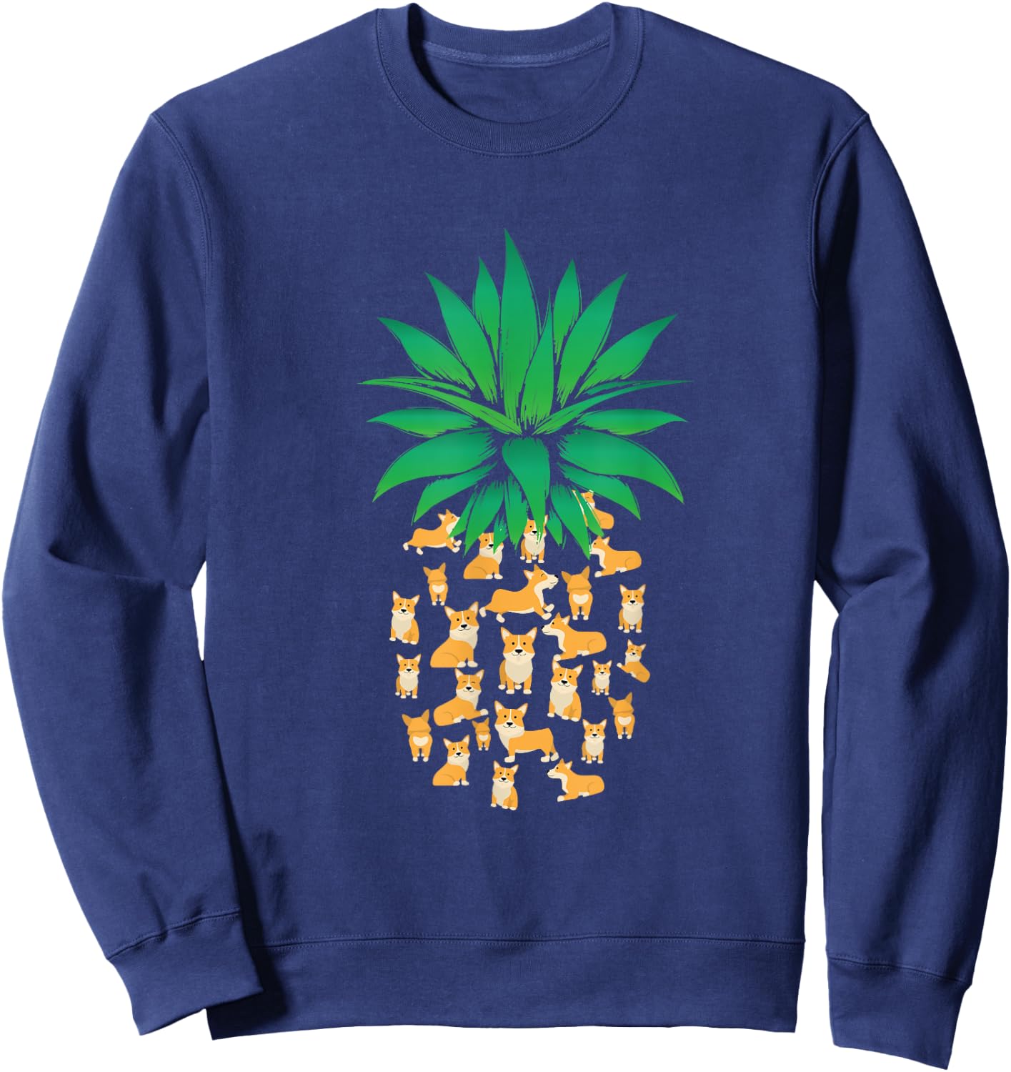 Novelty Summer Tropical Pineapples Fruit Pet Mom Funny Pembroke Welsh Corgi Dogs Pineapple Men Women Cute Dog Sweatshirt - Sweatshirt | Navy