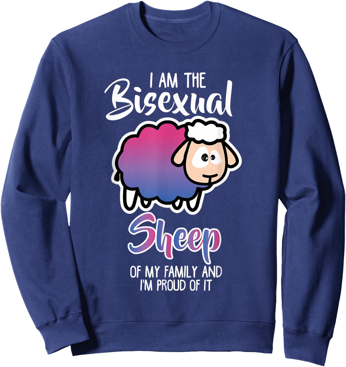 Funny Bisexual Shirt Bi Pride Awareness Bisexual Sheep Sweatshirt - Sweatshirt | Navy