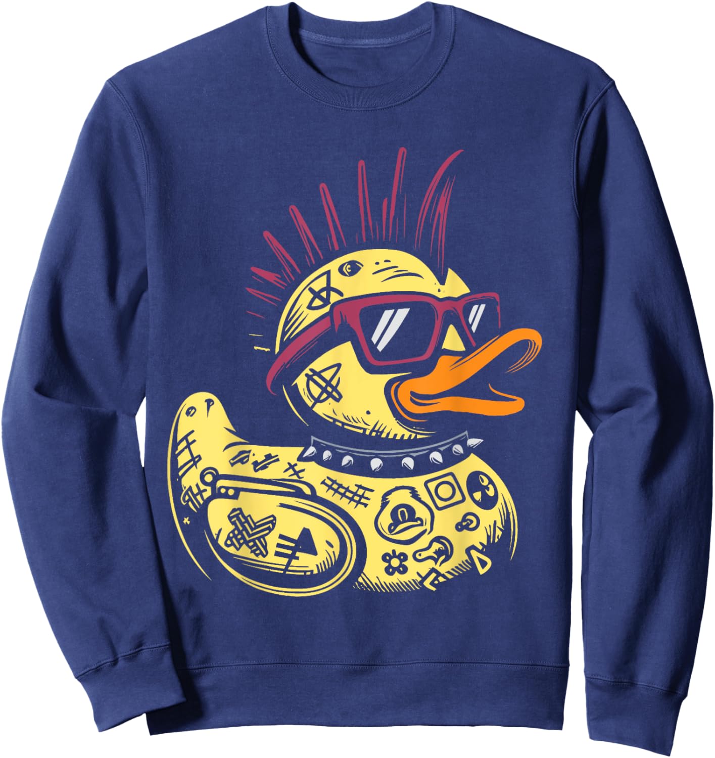 Punk Duck Duckling Punk Rocker Sweatshirt - Sweatshirt | Navy